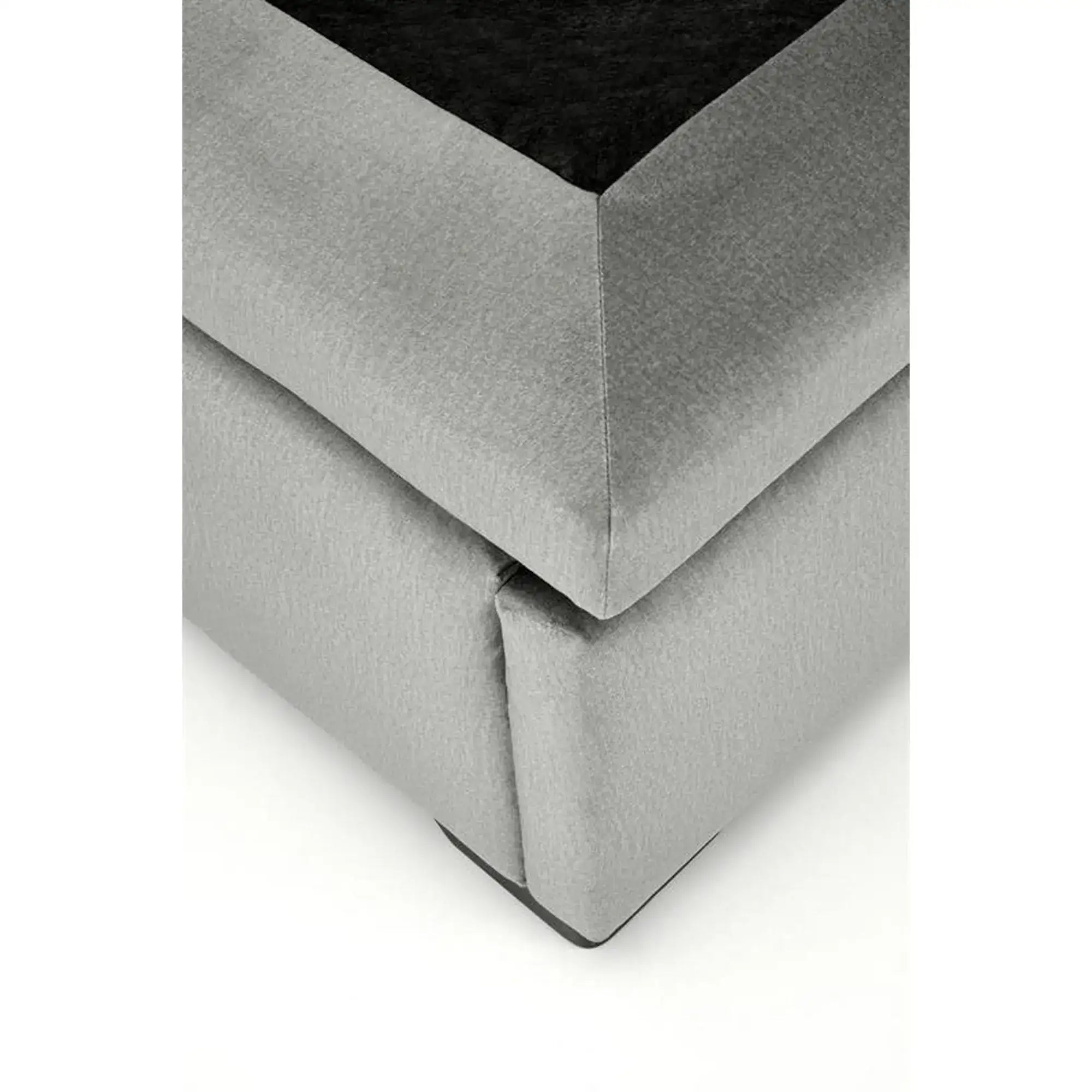 Pat CONTINENTAL 160x200, stofa catifelata/lemn, gri - Monolith 85, cu suport saltea si spatiu depozitare