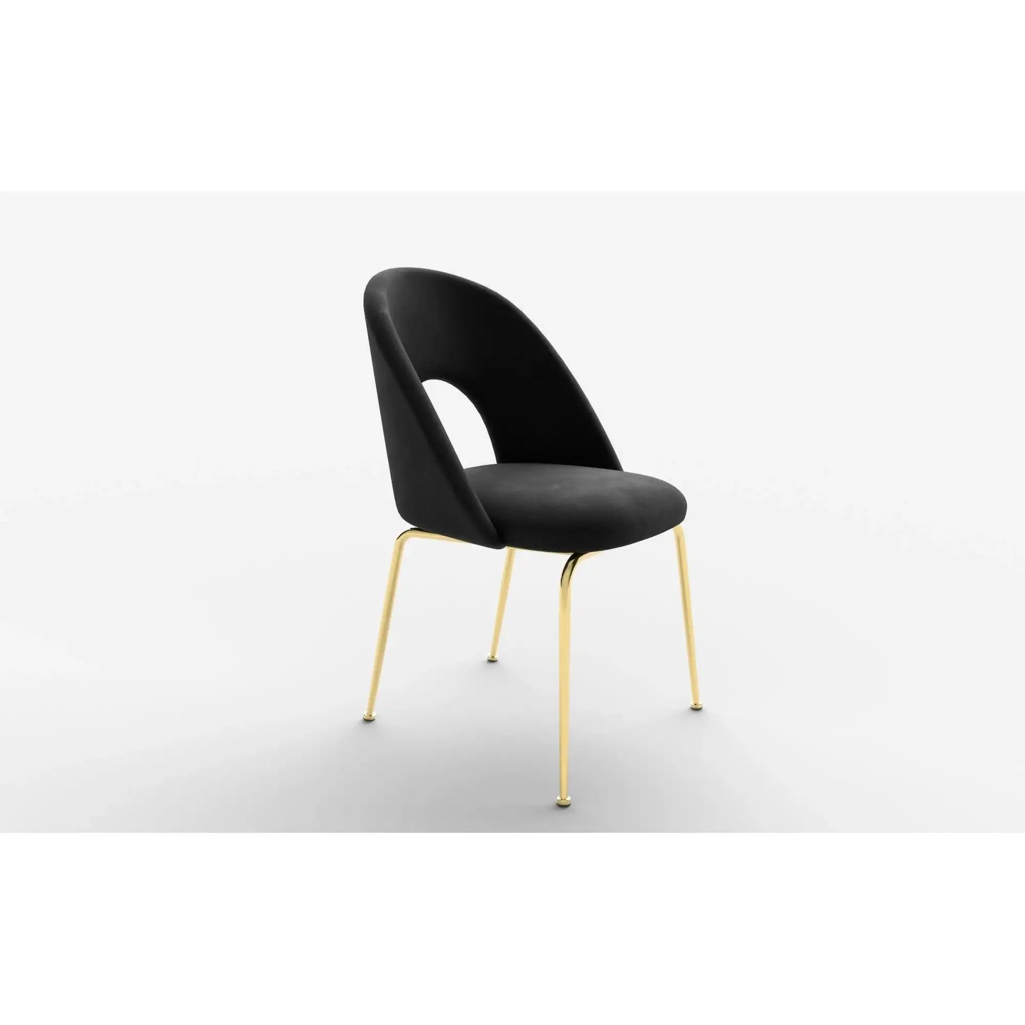 Scaun tapitat K385, negru/auriu, stofa catifelata/metal, 54x59x88 cm