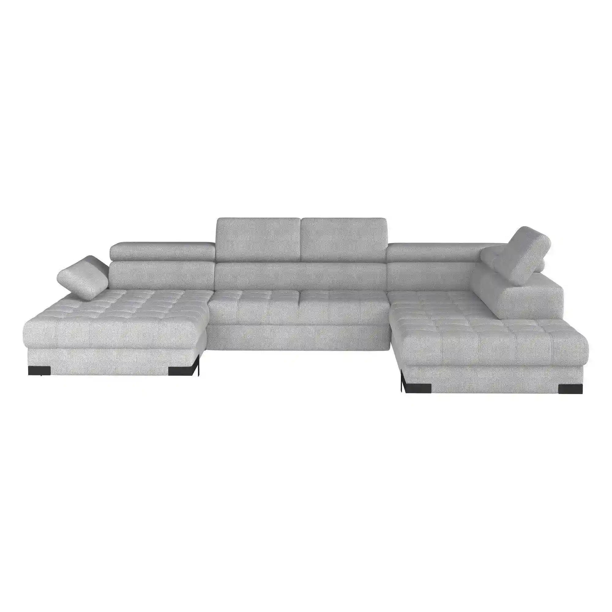 Coltar extensibil SELVA XL, sezlong dreapta, stofa catifelata roz pudrat - Riviera 62, Gama Premium, cu lada depozitare si tetiere reglabile, 339x223x95 cm