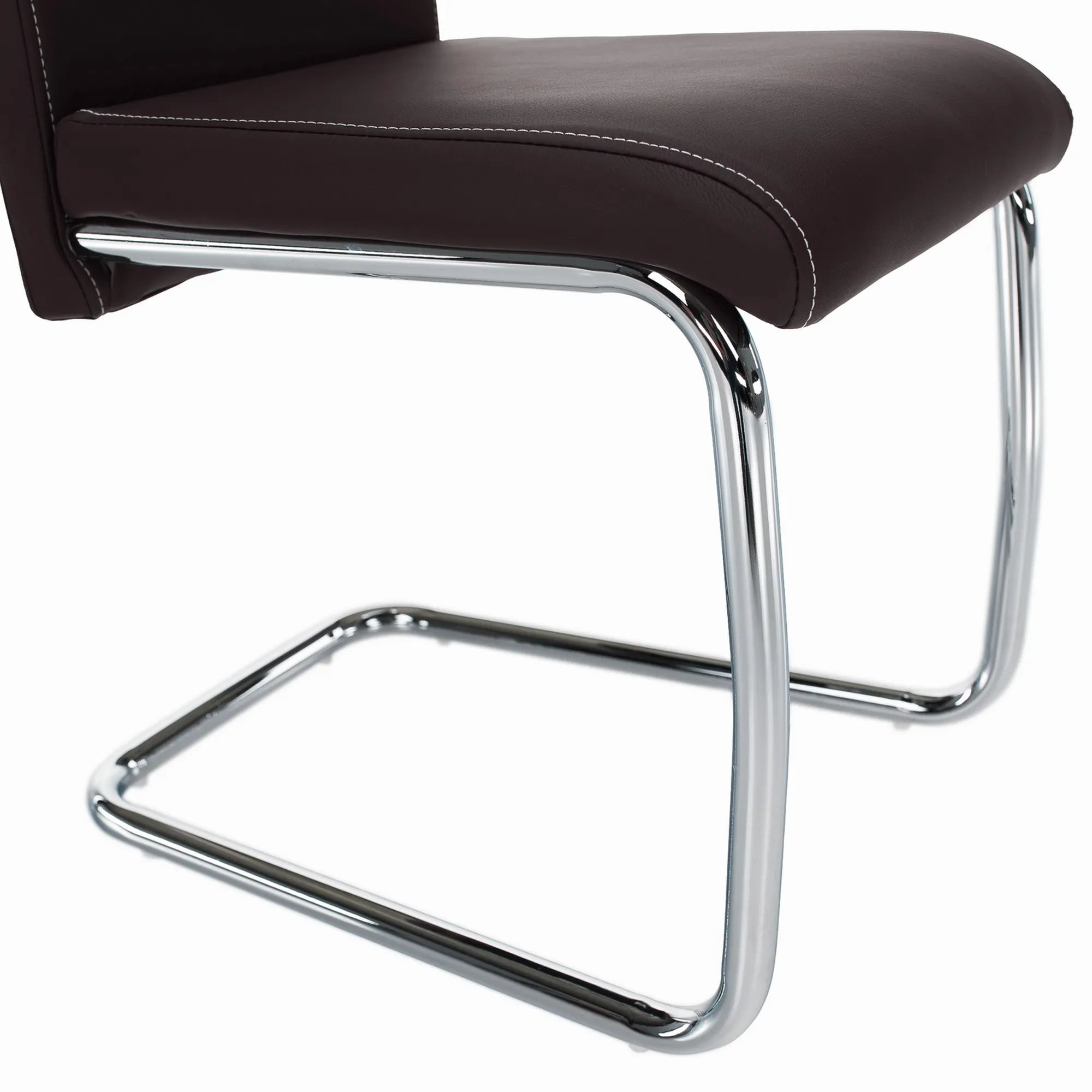Scaun ABIRA NEW, maro/crom, piele ecologica/metal, 43x44x96 cm