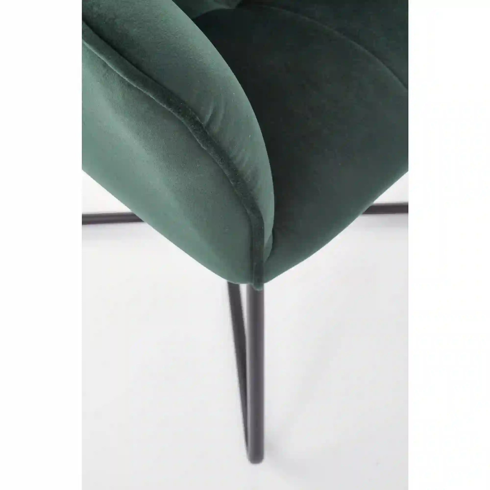 Scaun tapitat K377, verde inchis/negru, stofa catifelata/metal, 60x62x81 cm