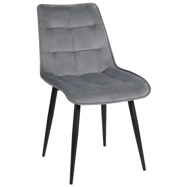 Scaun RON, gri deschis/negru, stofa catifelata/metal, 48x62x87 cm