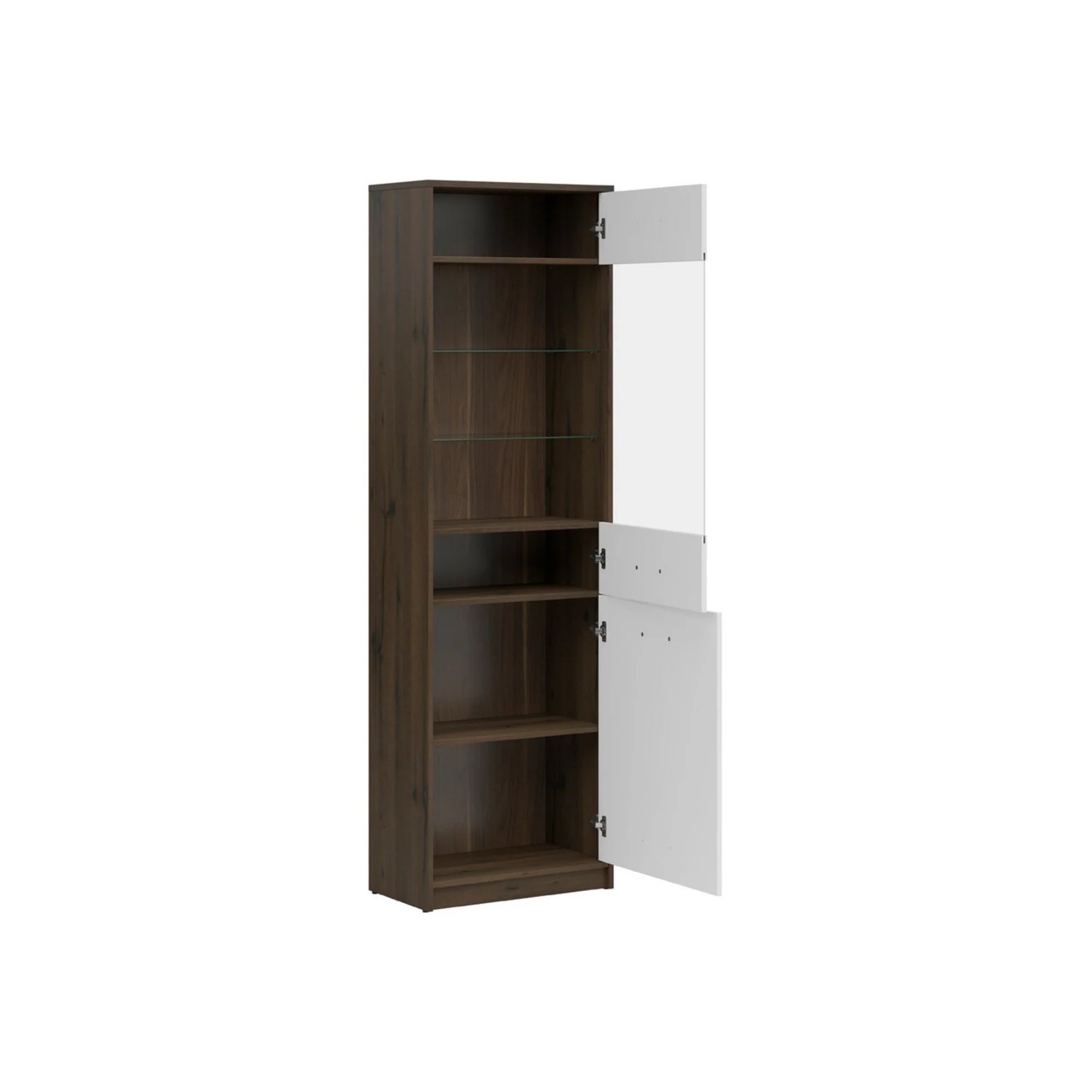 Vitrina NEPO PLUS, alb/stejar, PAL laminat/sticla, 60x34x197 cm