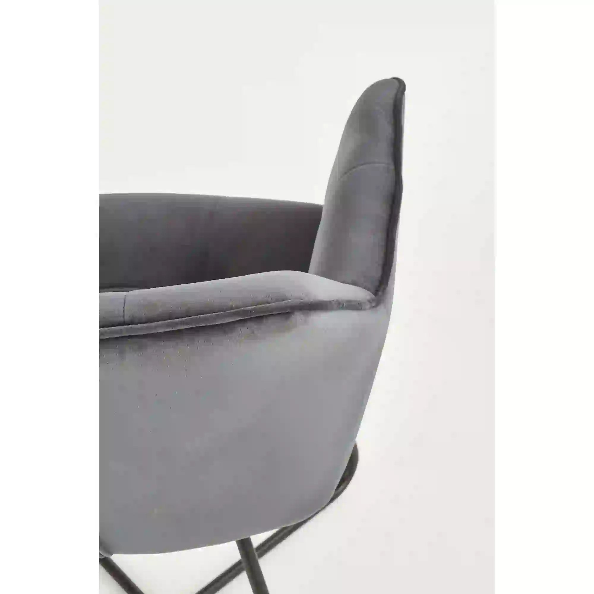 Scaun tapitat K377, gri inchis/negru, stofa catifelata/metal, 60x62x81 cm
