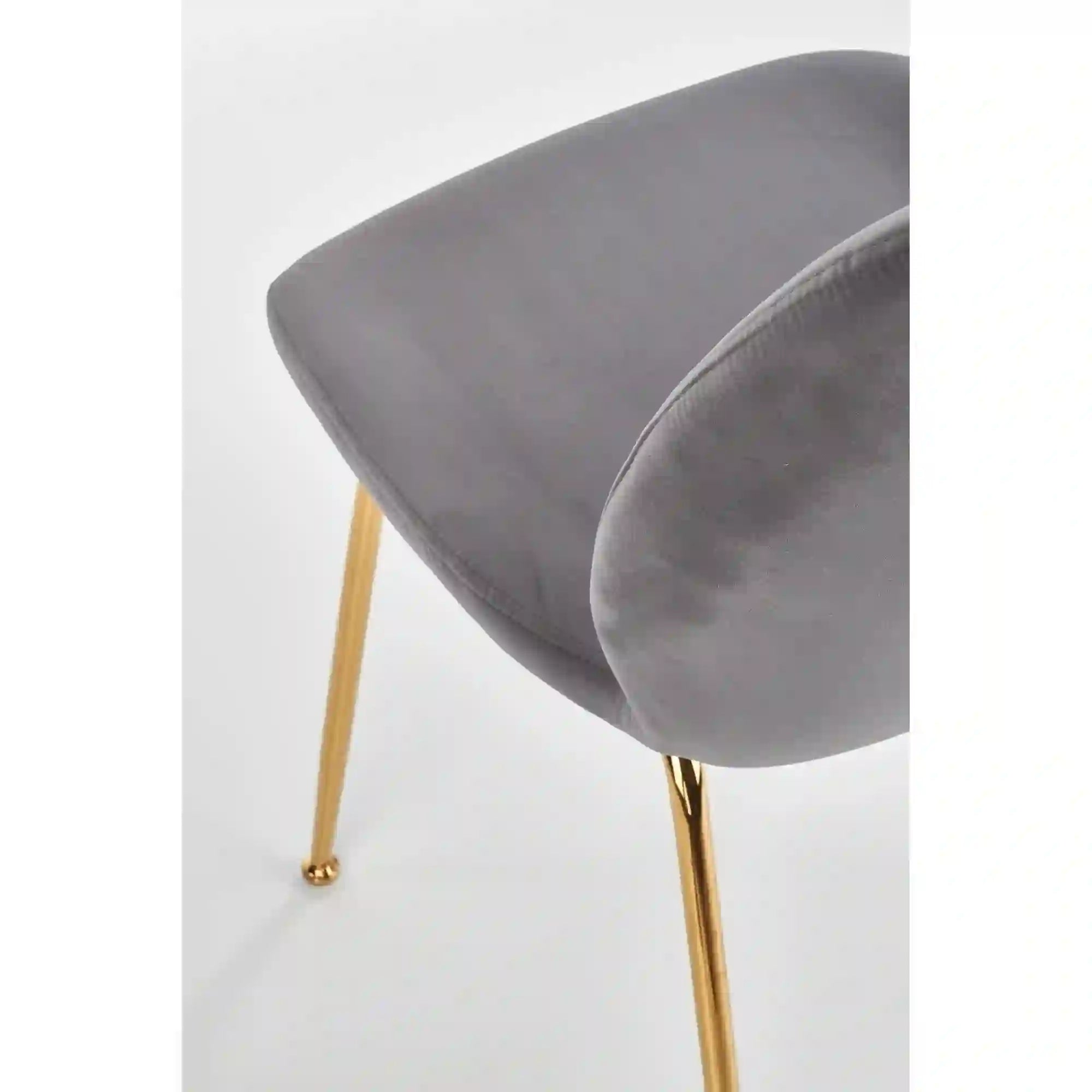 Scaun tapitat K381, gri/auriu, stofa catifelata/metal, 48x58x88 cm