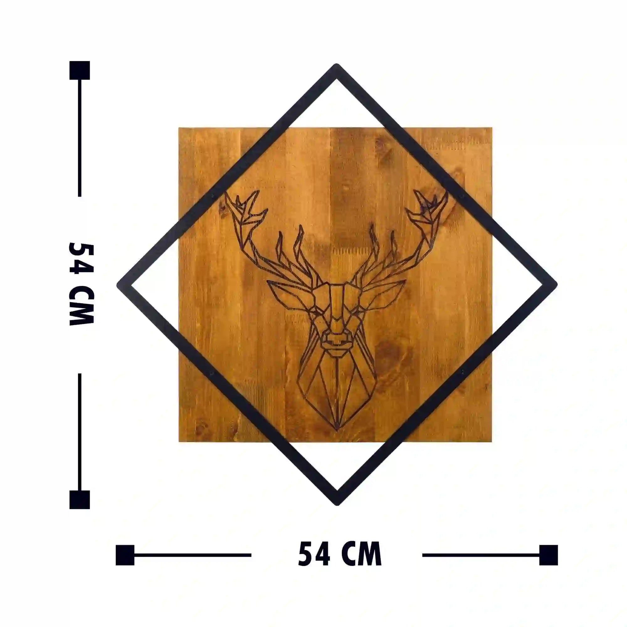 Decoratiune perete 899SKL2149, stejar/negru, lemn/metal, 54x54 cm