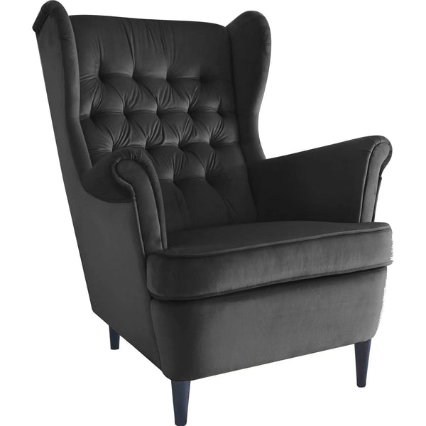 Fotoliu HARRY, stofa catifelata neagra - Bluvel 19, 82x92x101 cm