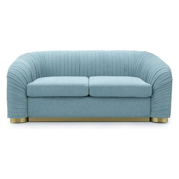 Canapea MELVA 2, albastru deschis/auriu, stofa clasica/lemn/metal, 180x93x72 cm
