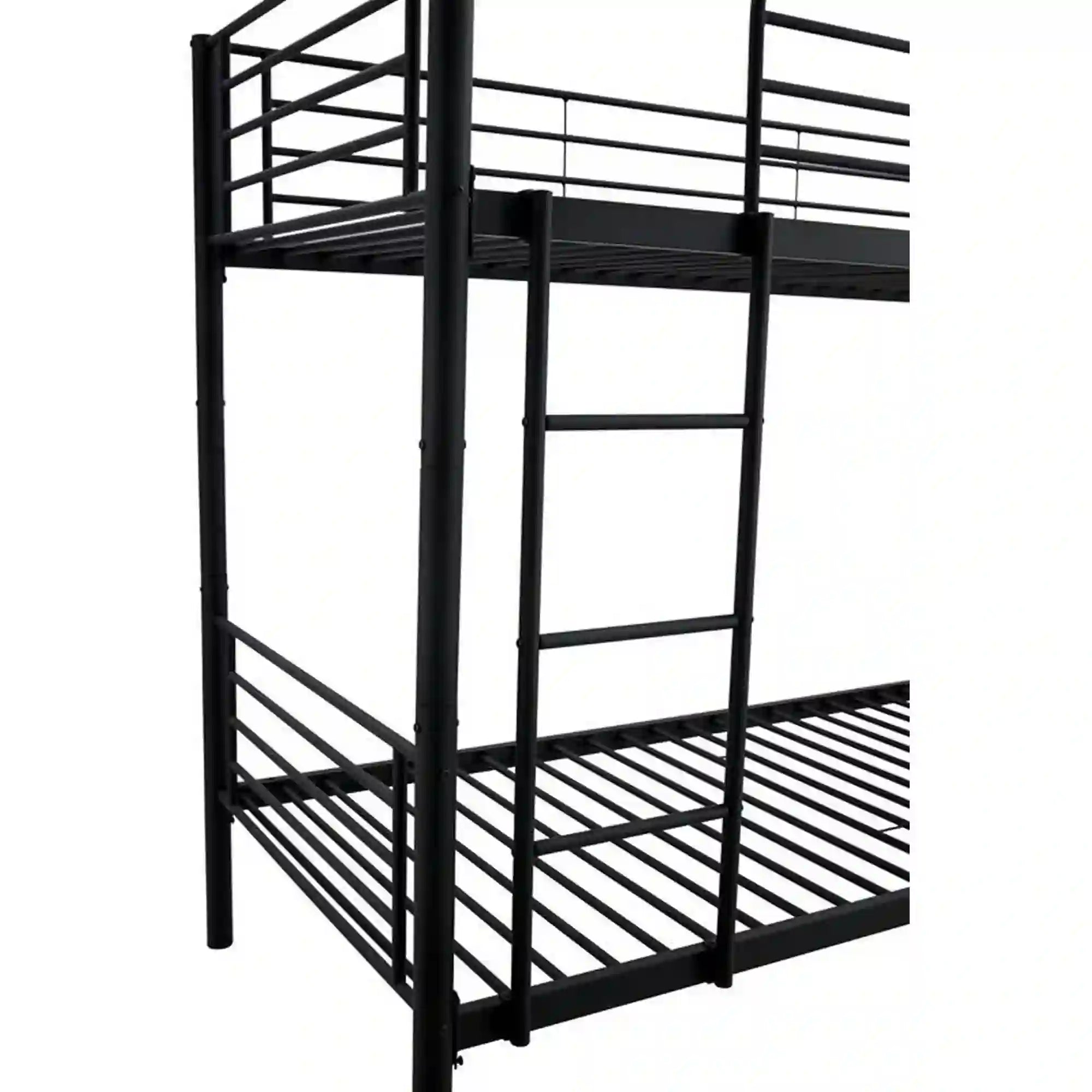 Pat supraetajat BUNKY 90x200, negru, metal, cu somiera