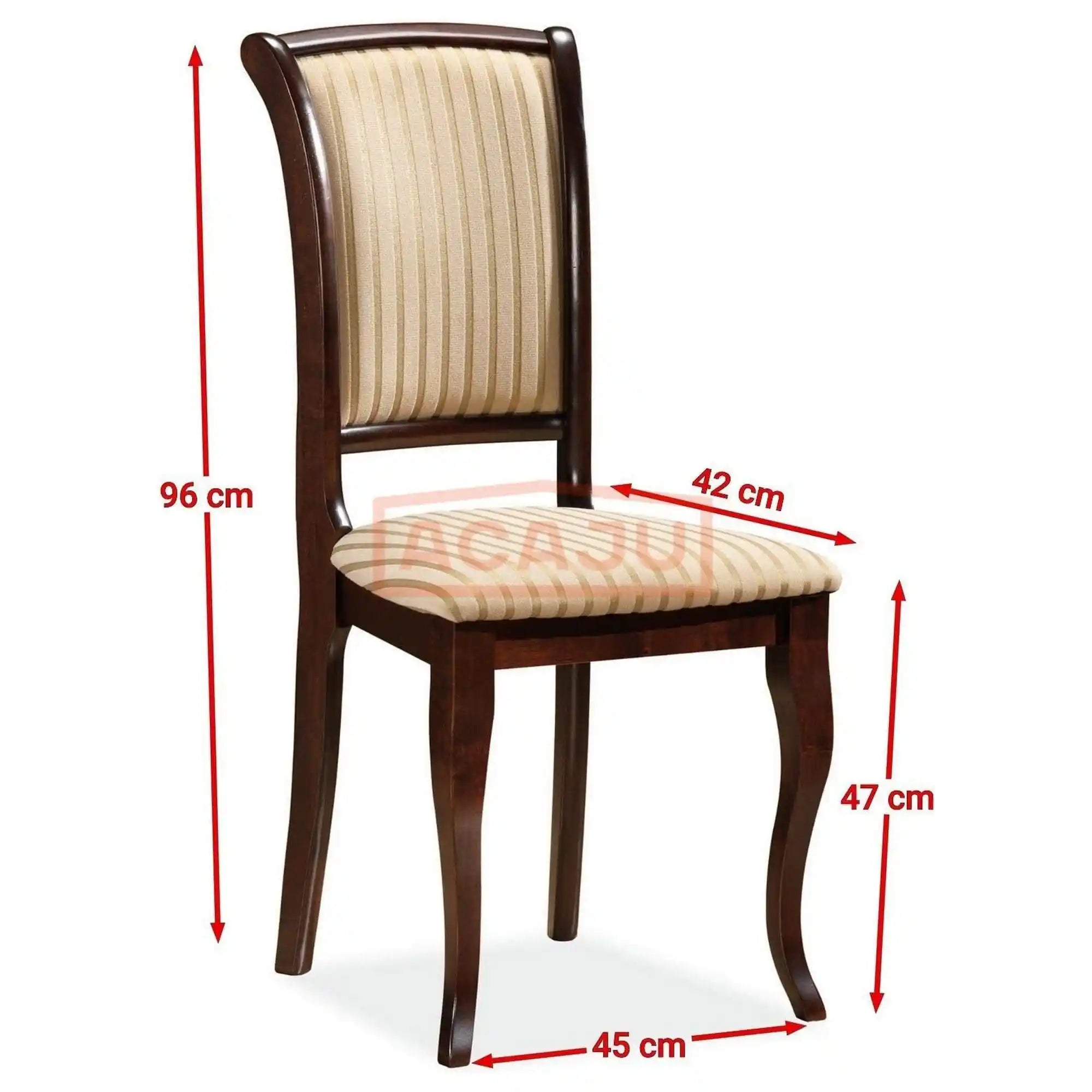 Scaun MN-SC, bej lucios/nuc inchis, stofa/lemn, 45x42x96 cm