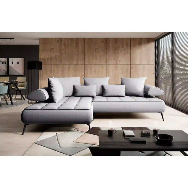 Coltar SELEDO L, sezlong stanga, stofa gri - Austin 18, cu reglaj electric, 268x224x88 cm