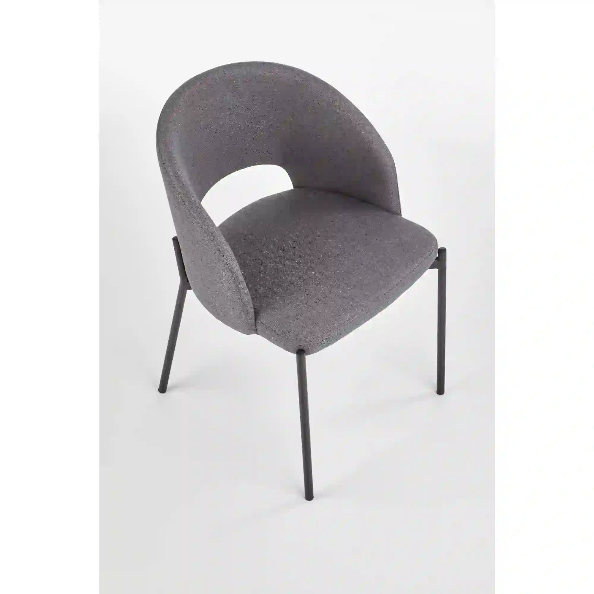 Scaun tapitat K373, gri/negru, stofa clasica/metal, 51x57x77 cm