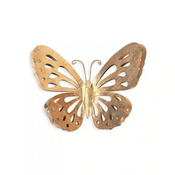 Decoratiune perete FARFALLA 2, auriu, metal, 29x32 cm
