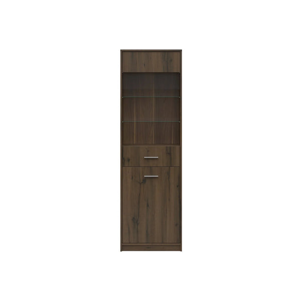 Vitrina NEPO PLUS, stejar nobil, PAL laminat/sticla, 60x34x197 cm