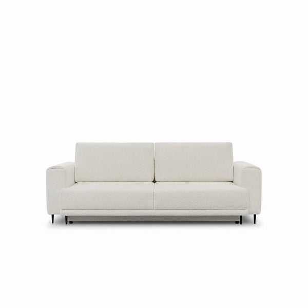 Canapea extensibila DALIA, stofa clasica alb - Royal 01, cu lada depozitare, 260x95x90 cm
