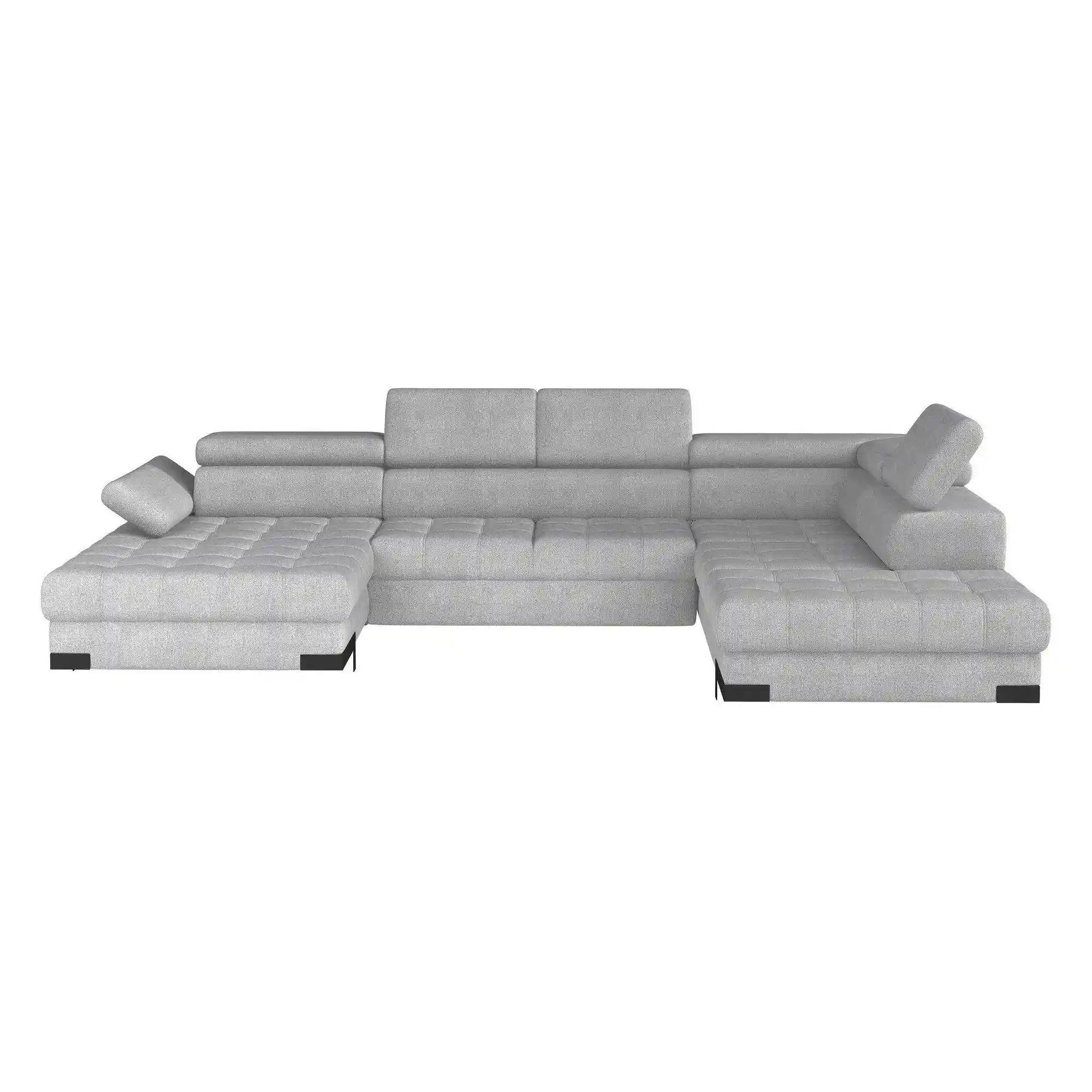 Coltar extensibil SELVA XL, sezlong dreapta, stofa catifelata maro - Palladium 4, Gama Premium, cu lada depozitare si tetiere reglabile, 339x223x95 cm