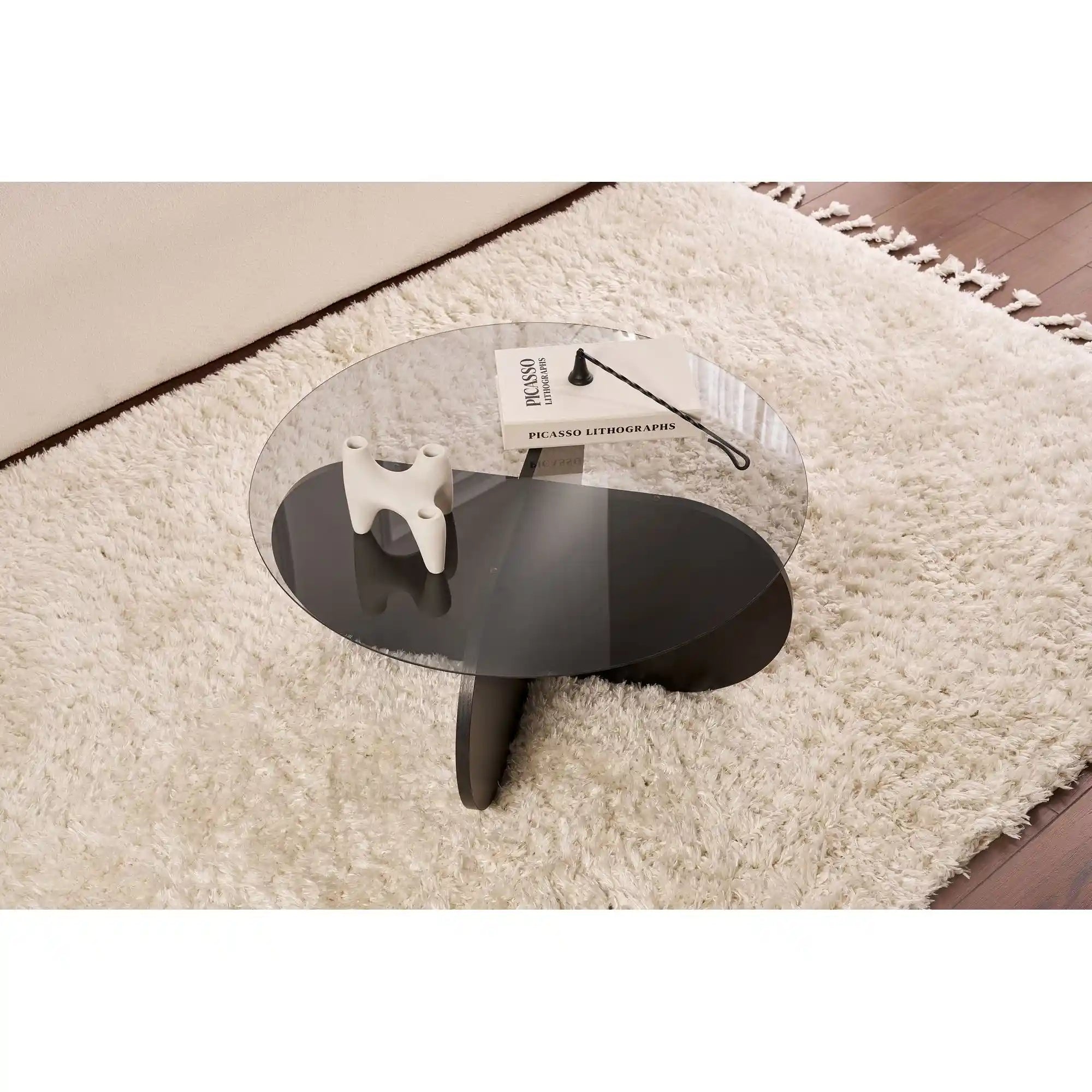 Masuta cafea AERIS, negru, PAL/sticla, 75x75x35 cm