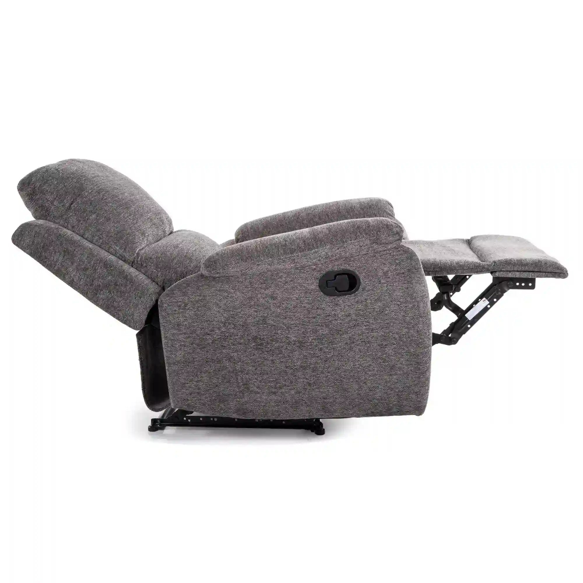 Fotoliu recliner SPENCER 1, gri inchis/negru, stofa clasica/metal, 80x94/164x101 cm