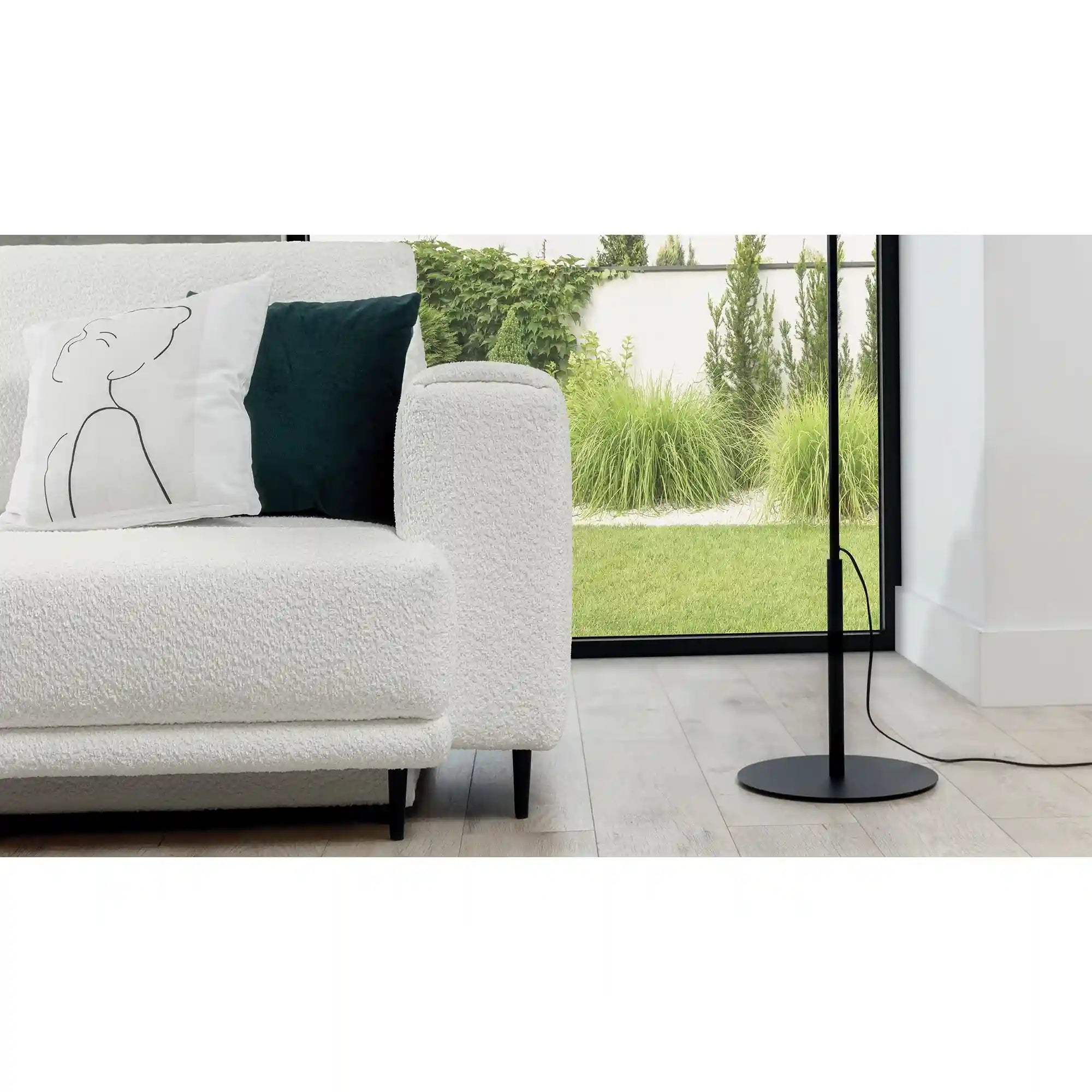 Canapea extensibila DALIA, stofa clasica alb - Royal 01, cu lada depozitare, 260x95x90 cm