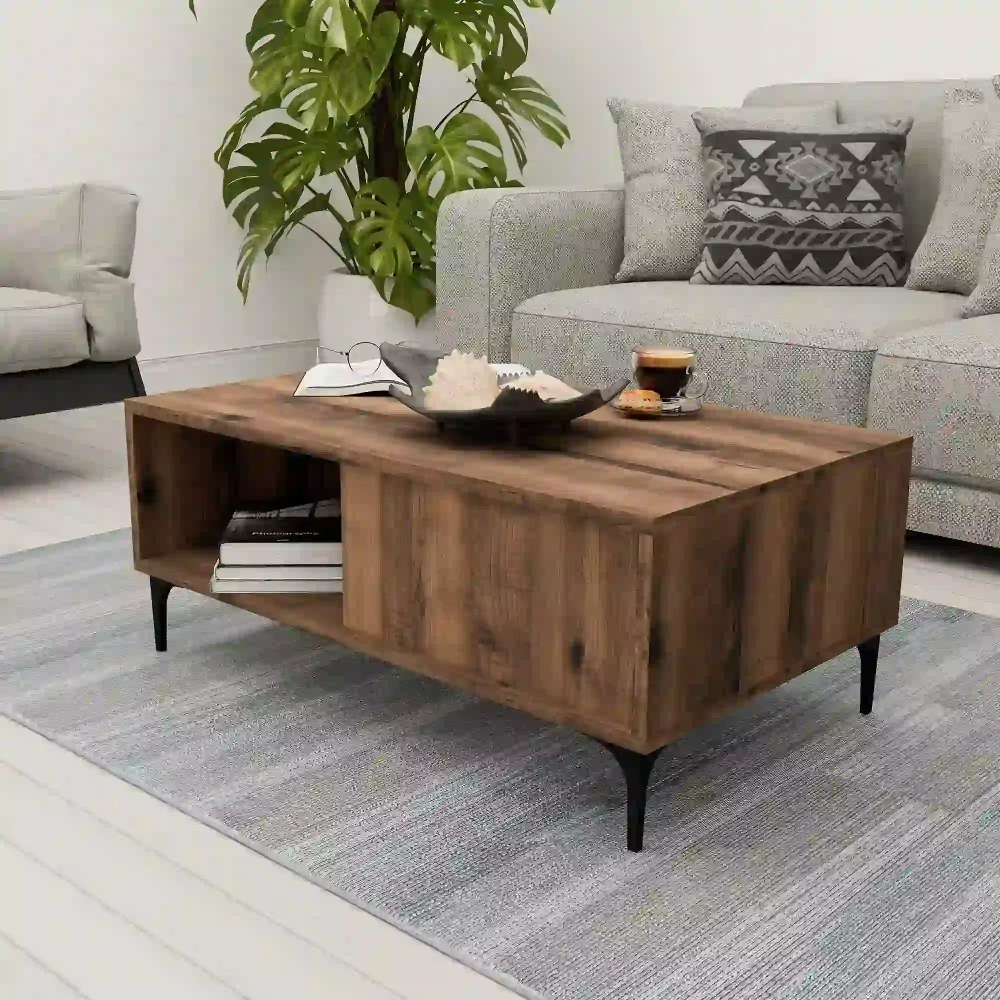Masuta cafea BENITO 2096, nuc, PAL melaminat, 90x54x39 cm