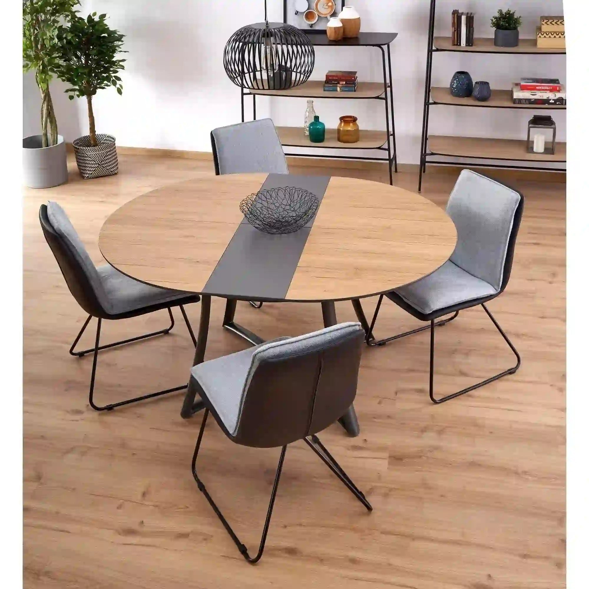 Masa extensibila MORETTI, stejar/negru, 118/148x118x76 cm