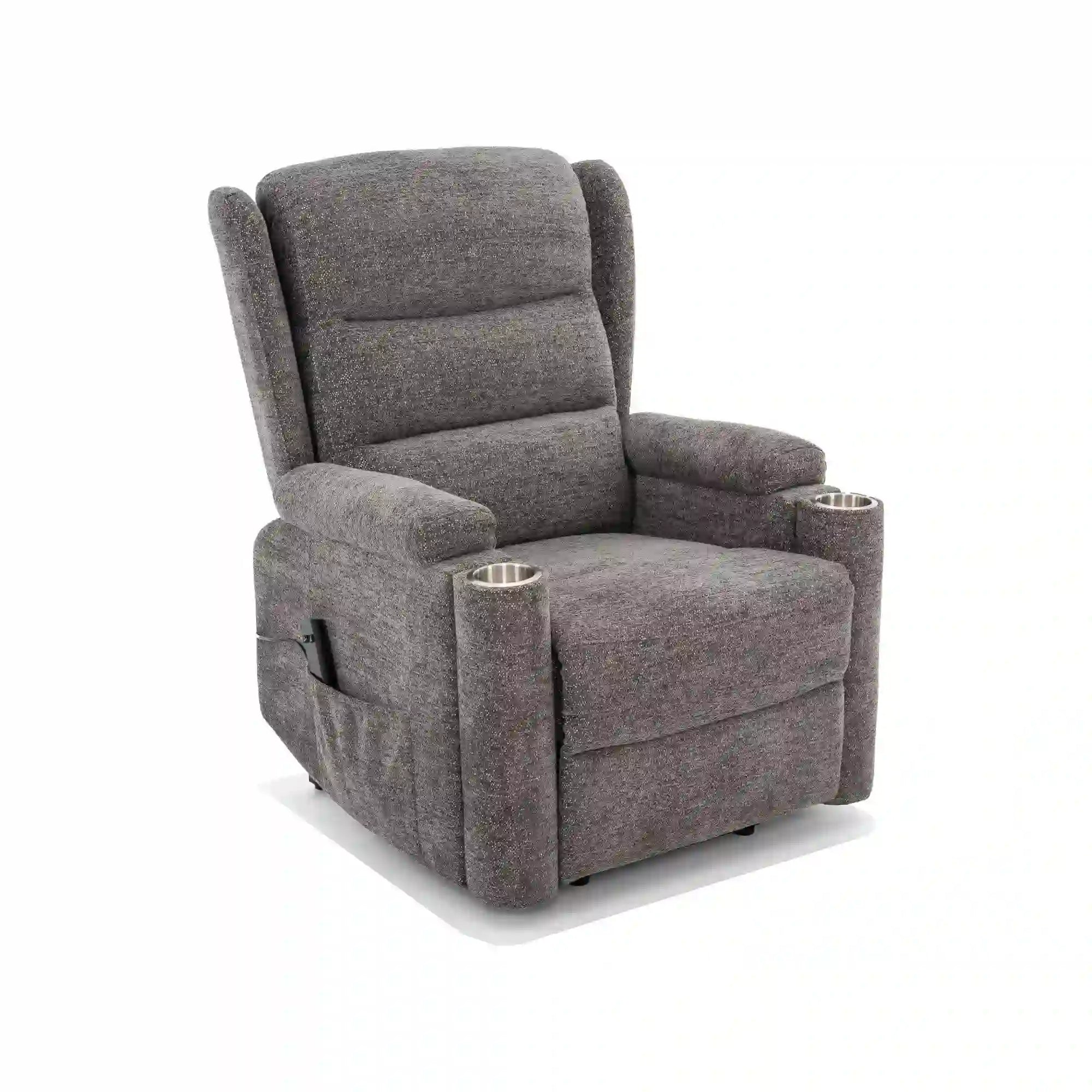 Fotoliu recliner MINOS, stofa clasica gri - Raven 13, 78x87/162x107 cm
