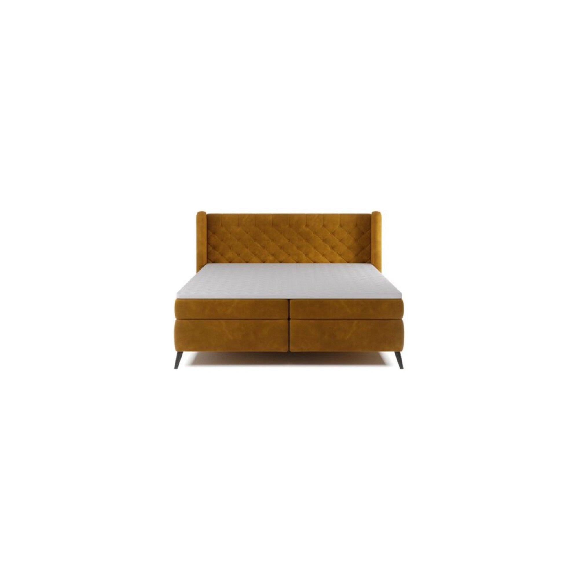 Pat boxspring MADISON 160x200, stofa gri - Salvador 14, Gama Premium, cu saltele si topper