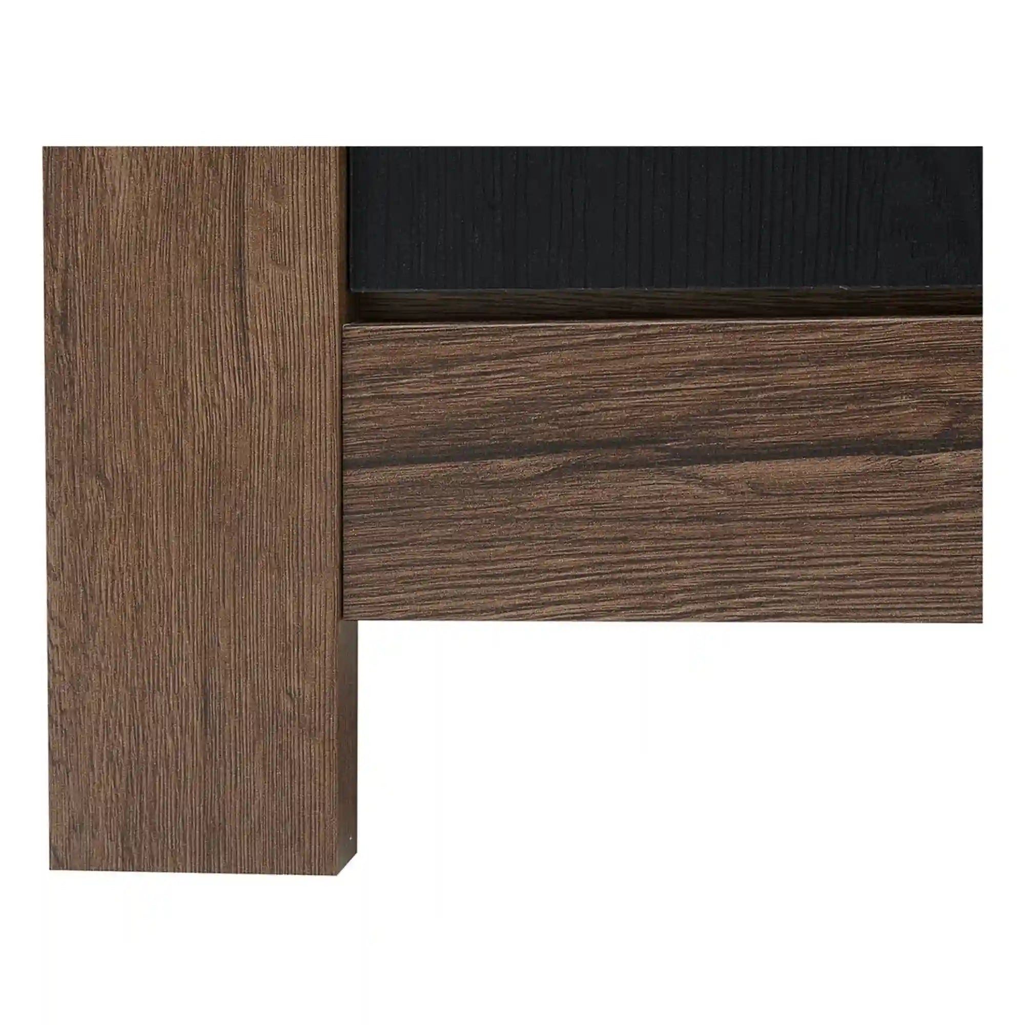 Vitrina BALIN, stejar/negru, PAL/sticla, cu iluminare LED, 101x40x149 cm