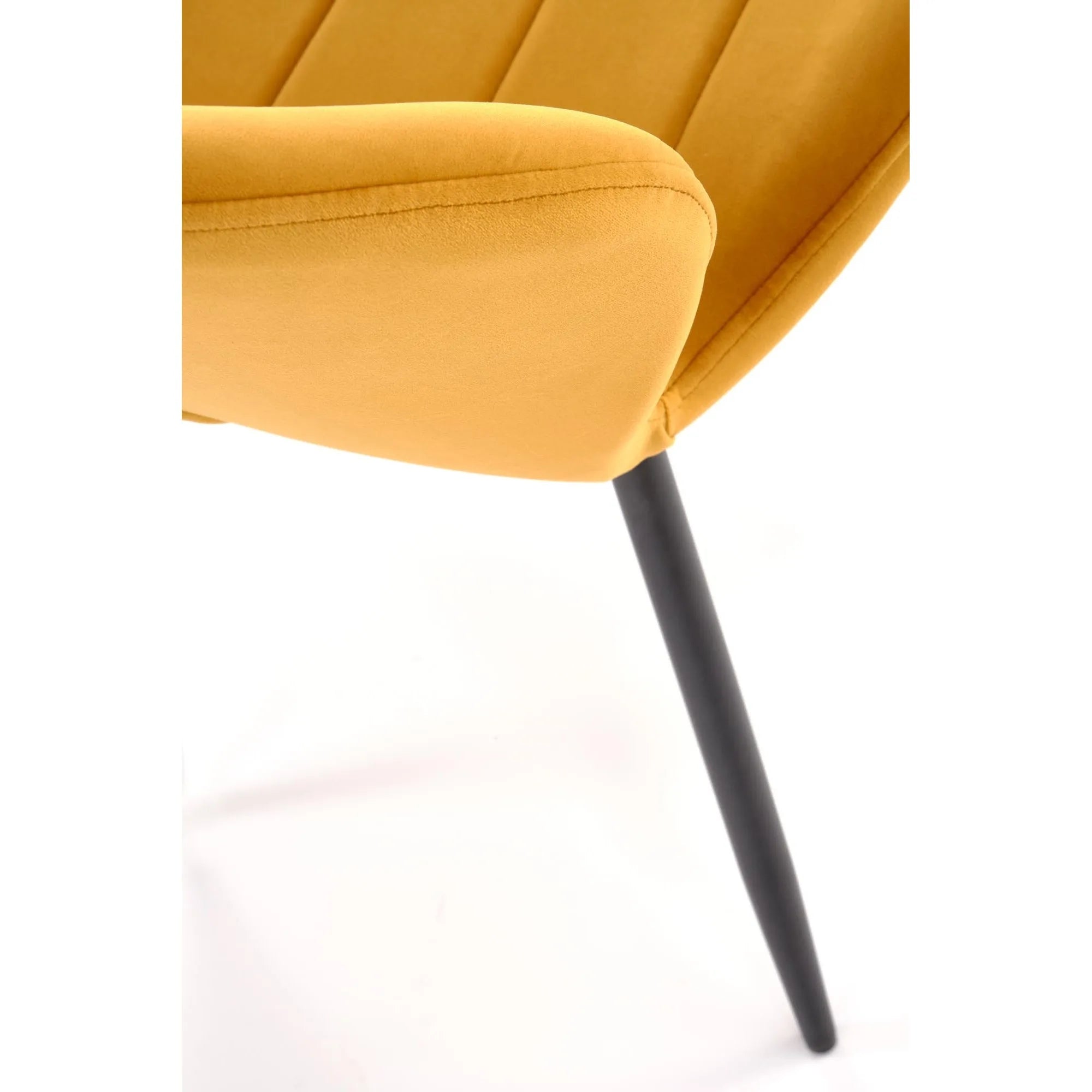 Scaun K538, galben mustar/negru, stofa catifelata/metal, 48x57x85 cm