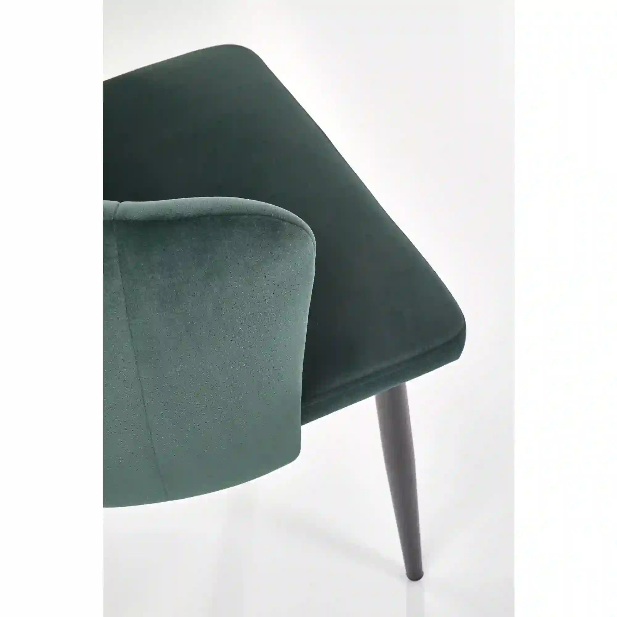 Scaun tapitat K386, verde/negru, stofa catifelata/metal, 60x58x84 cm