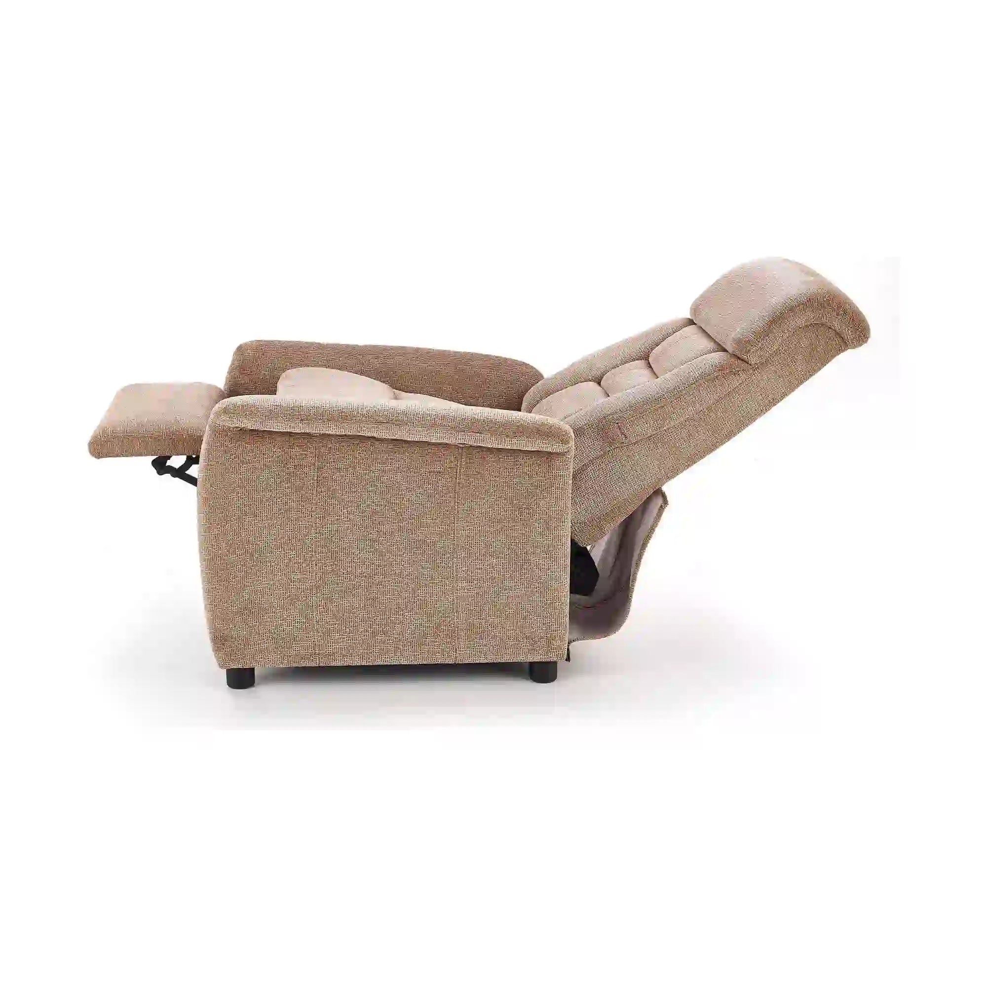 Fotoliu recliner JORDAN, bej/negru, stofa/plastic, 71x85/155x79/106 cm