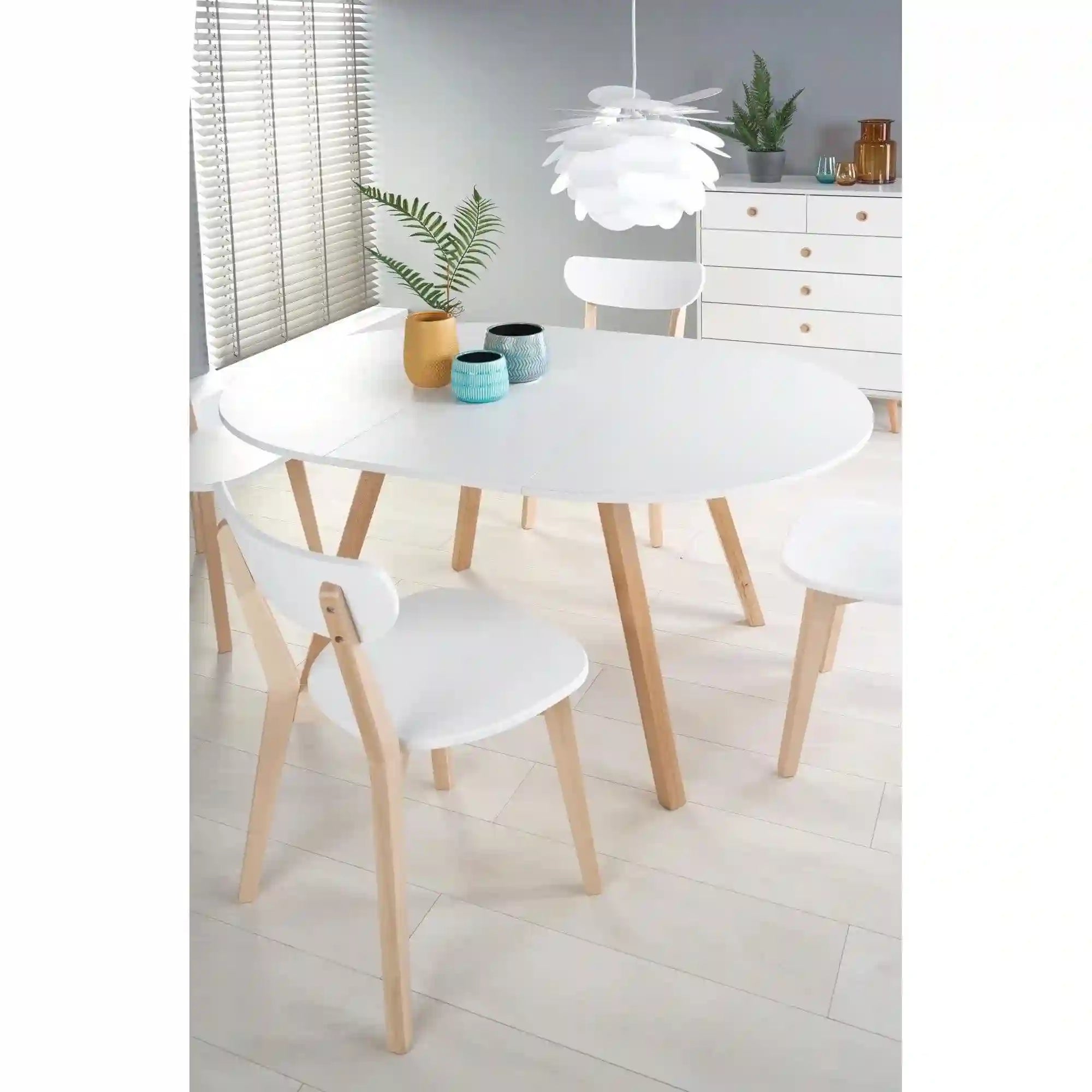 Masa extensibila RUBEN, alb/stejar, 102/142x102x73 cm