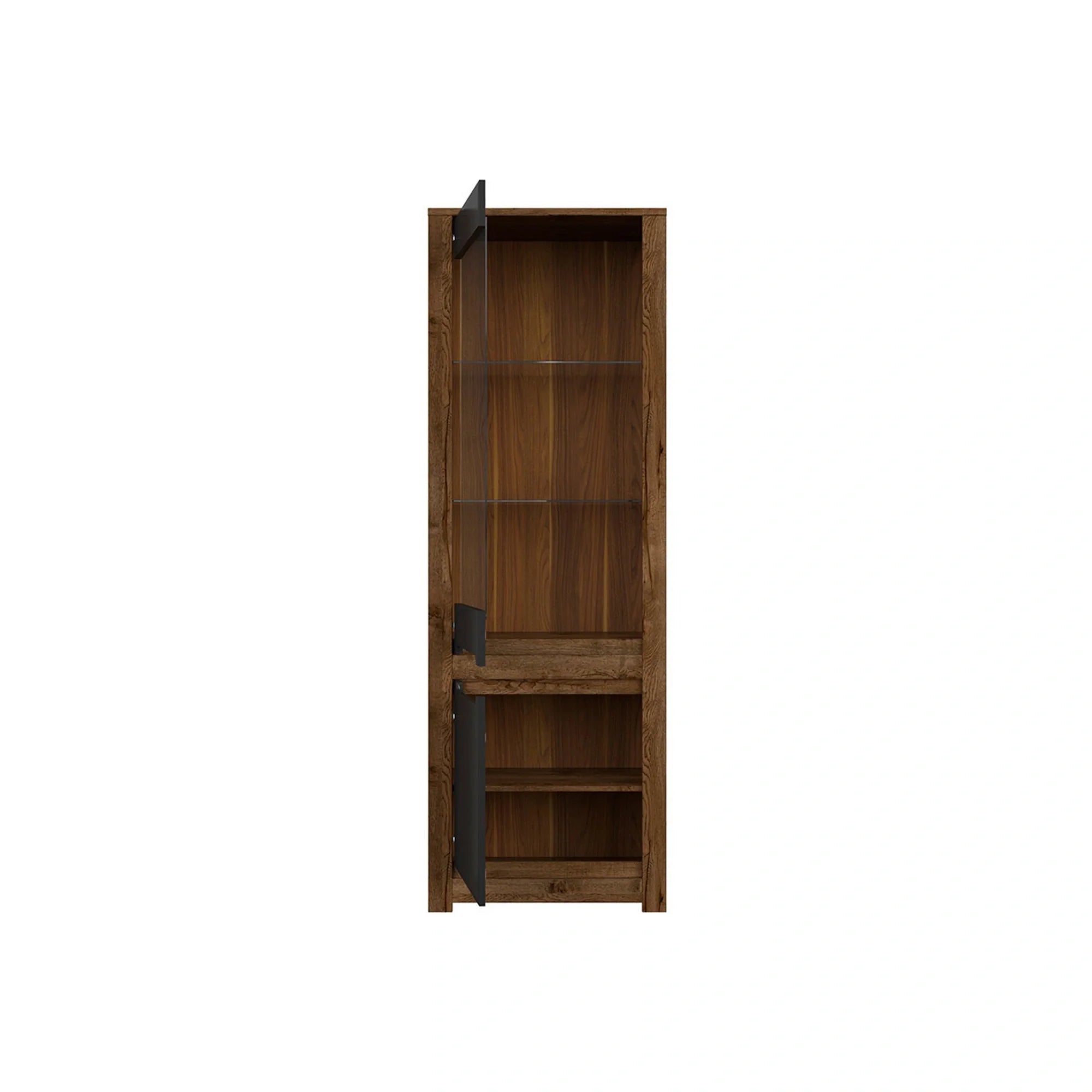 Vitrina RUSO, stejar/negru, PAL/sticla securizata, 69x46x205 cm