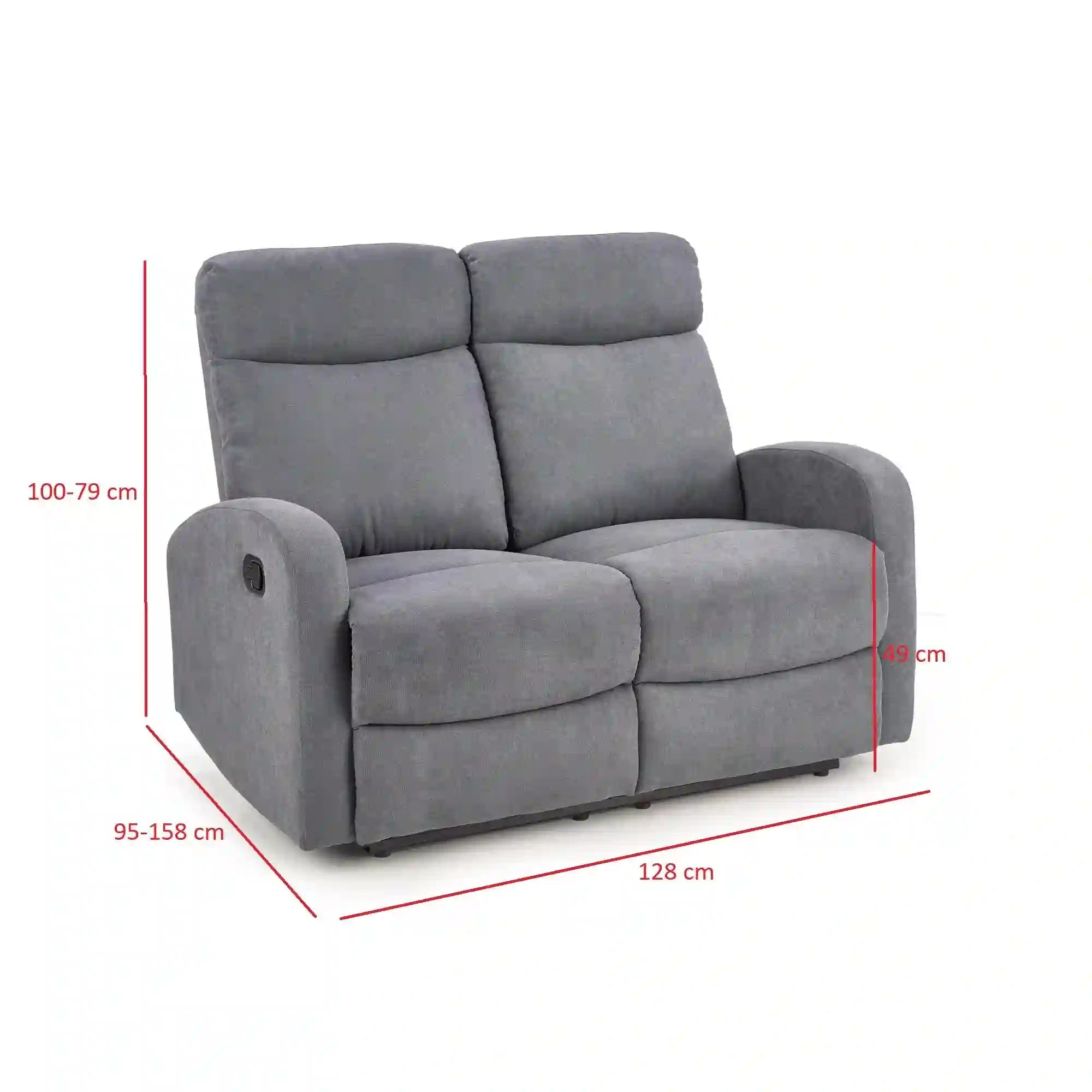 Canapea pliabila OSLO 2S, gri, stofa, 128x95/158x100/79 cm