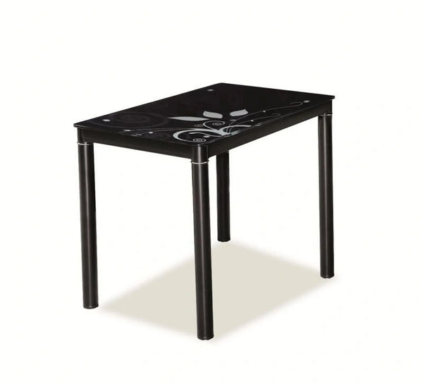 Masa DAMAR, negru, sticla securizata/metal, 80x60x75 cm