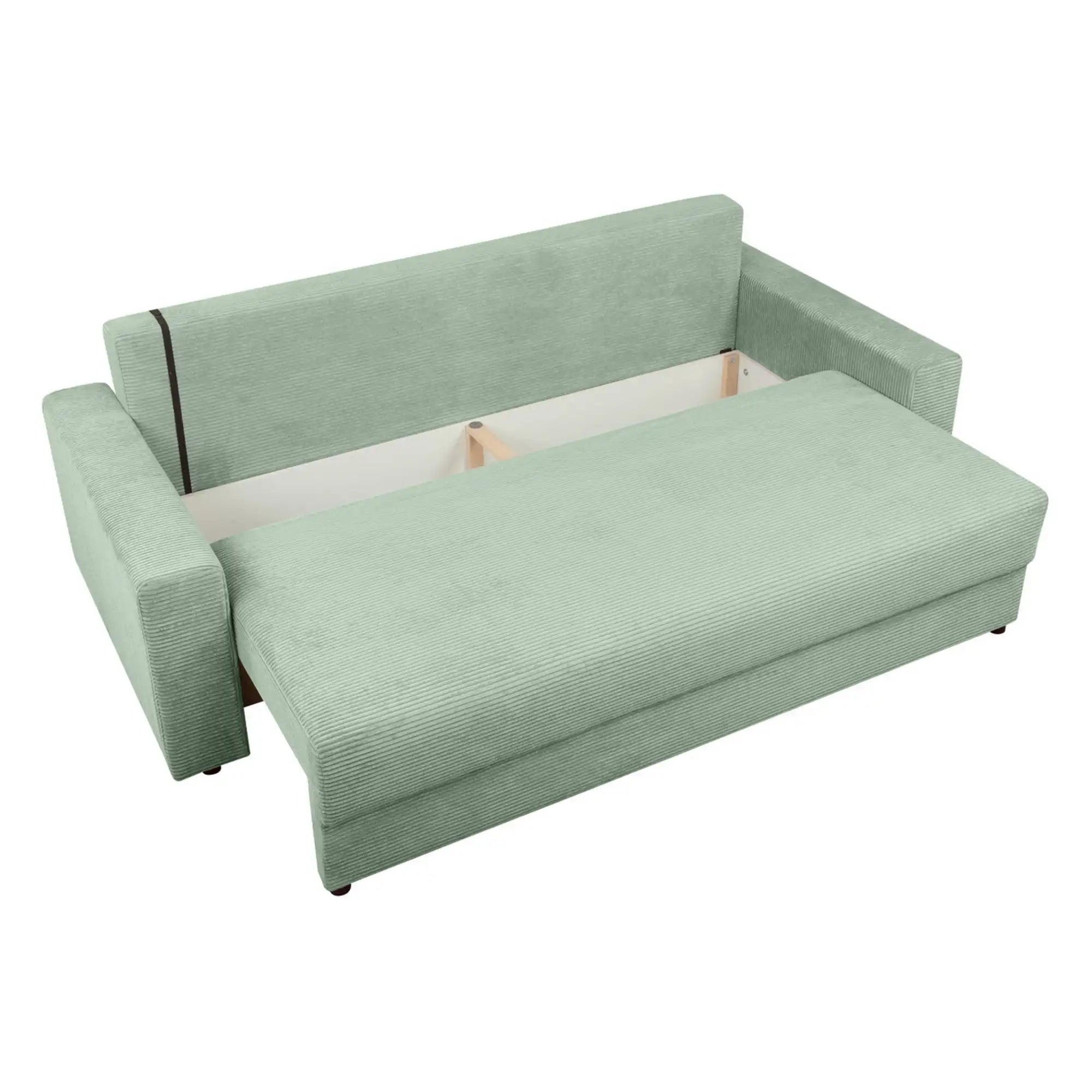 Canapea extensibila GARCIA, stofa catifelata verde menta - Poso 47, 233x108x92 cm