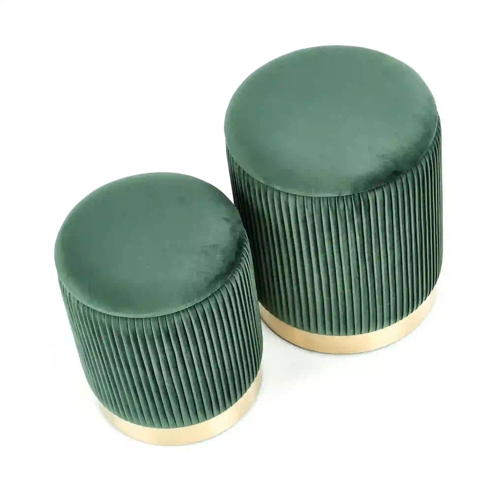 Set 2 tabureti MONTY, stofa catifelata, verde inchis, cu spatiu depozitare