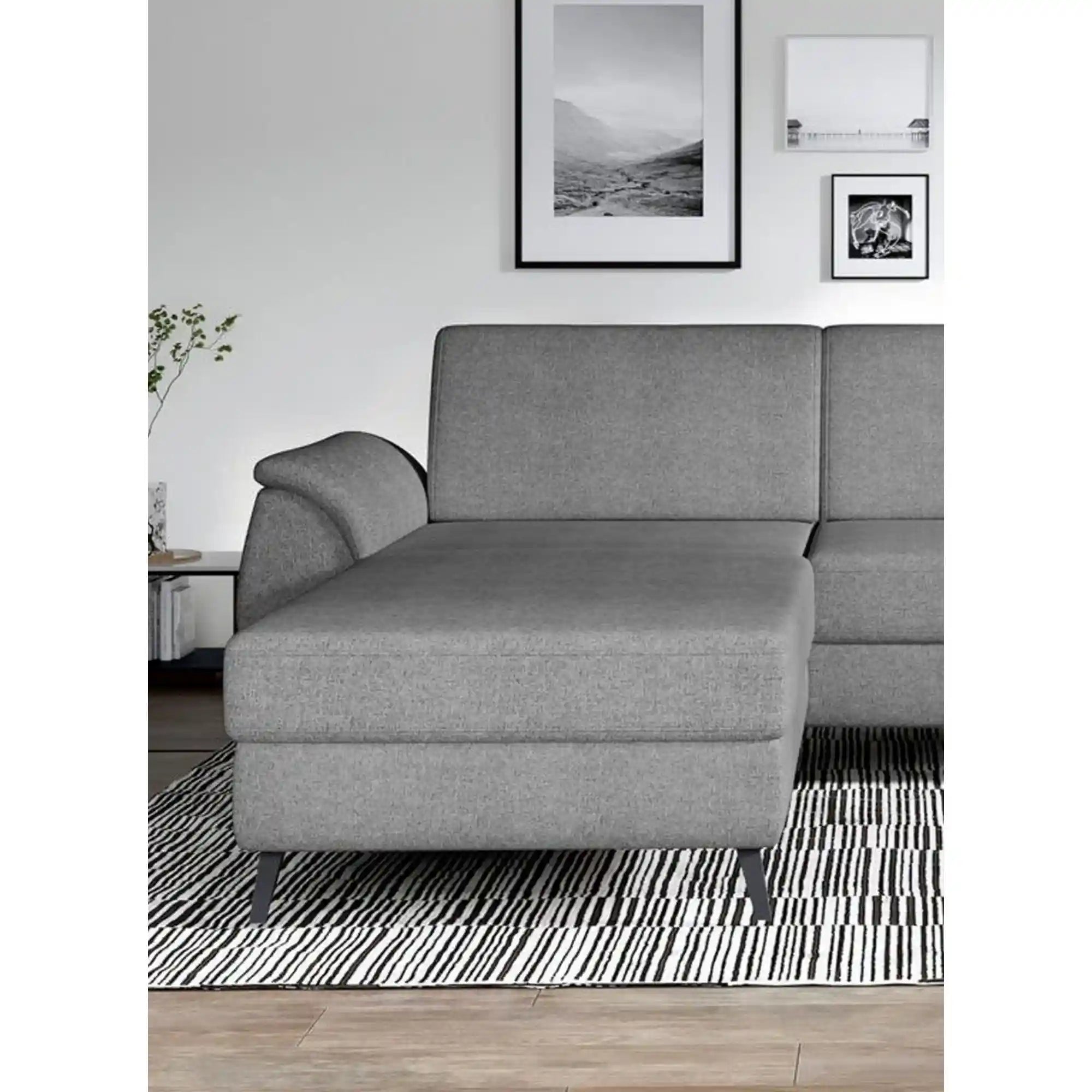 Coltar extensibil MUNDO MINI, sezlong stanga, stofa catifelata mov lila - Monolith 62, cu lada depozitare, 268x162x81 cm