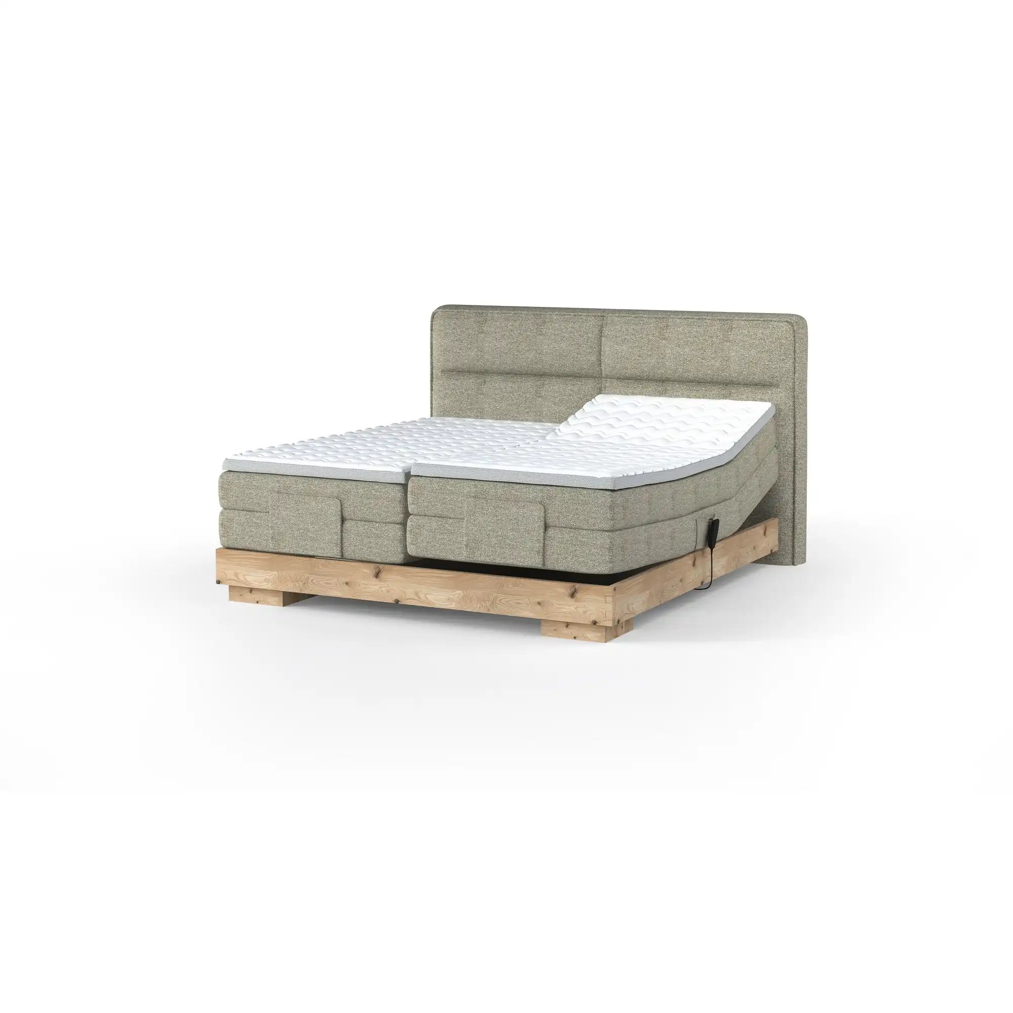 Pat boxspring VALSEN 180x200, personalizabil materiale Gama Premium, cu mecanism electric, saltele si topper