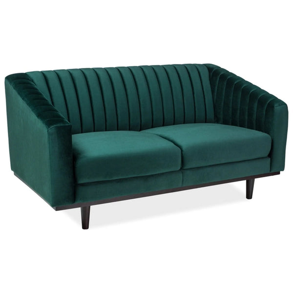 Canapea ASPREY, verde/wenge, stofa catifelata/lemn, 150x85x78 cm