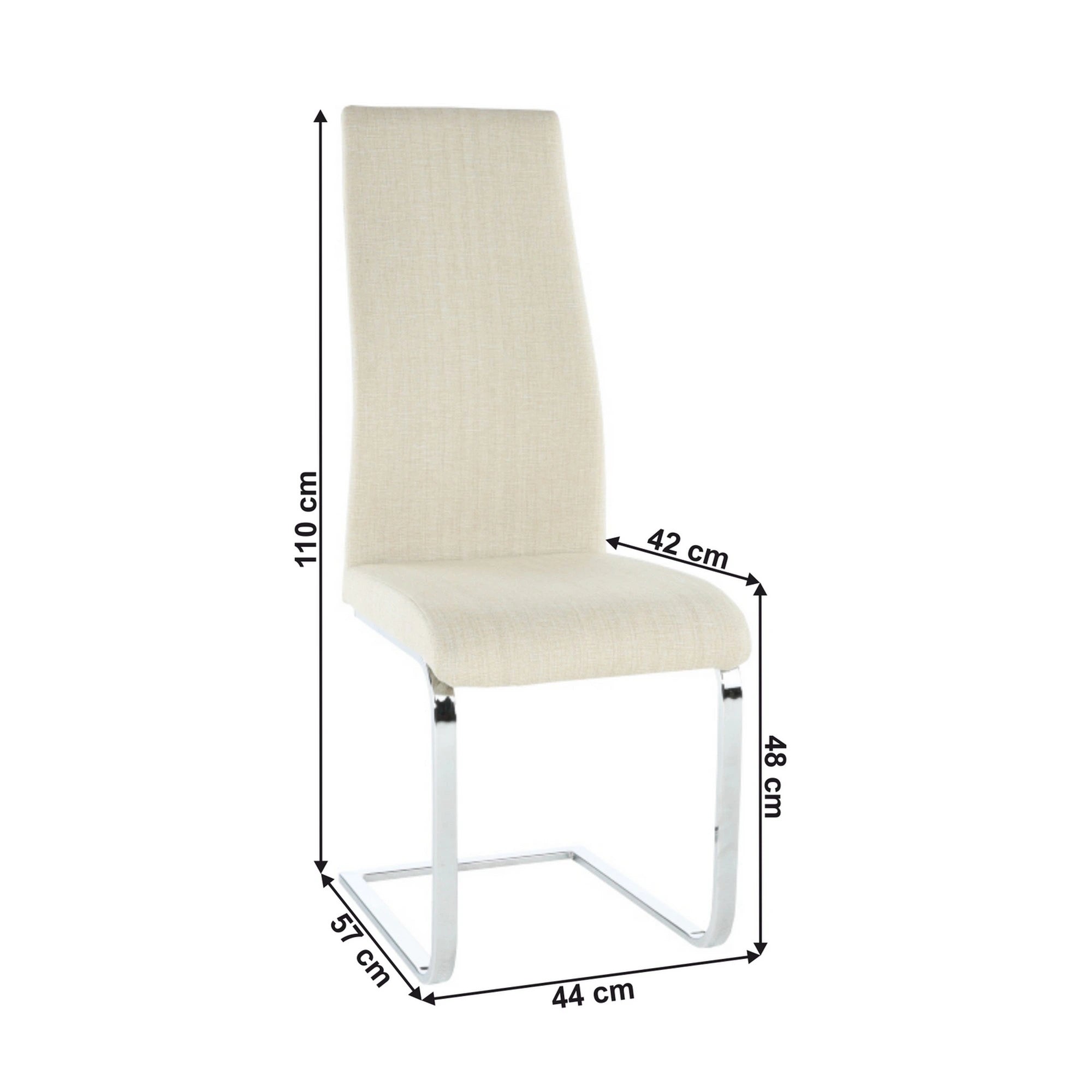 Scaun bucatarie AMINA, bej/crom, textil/metal, 44x46x110 cm