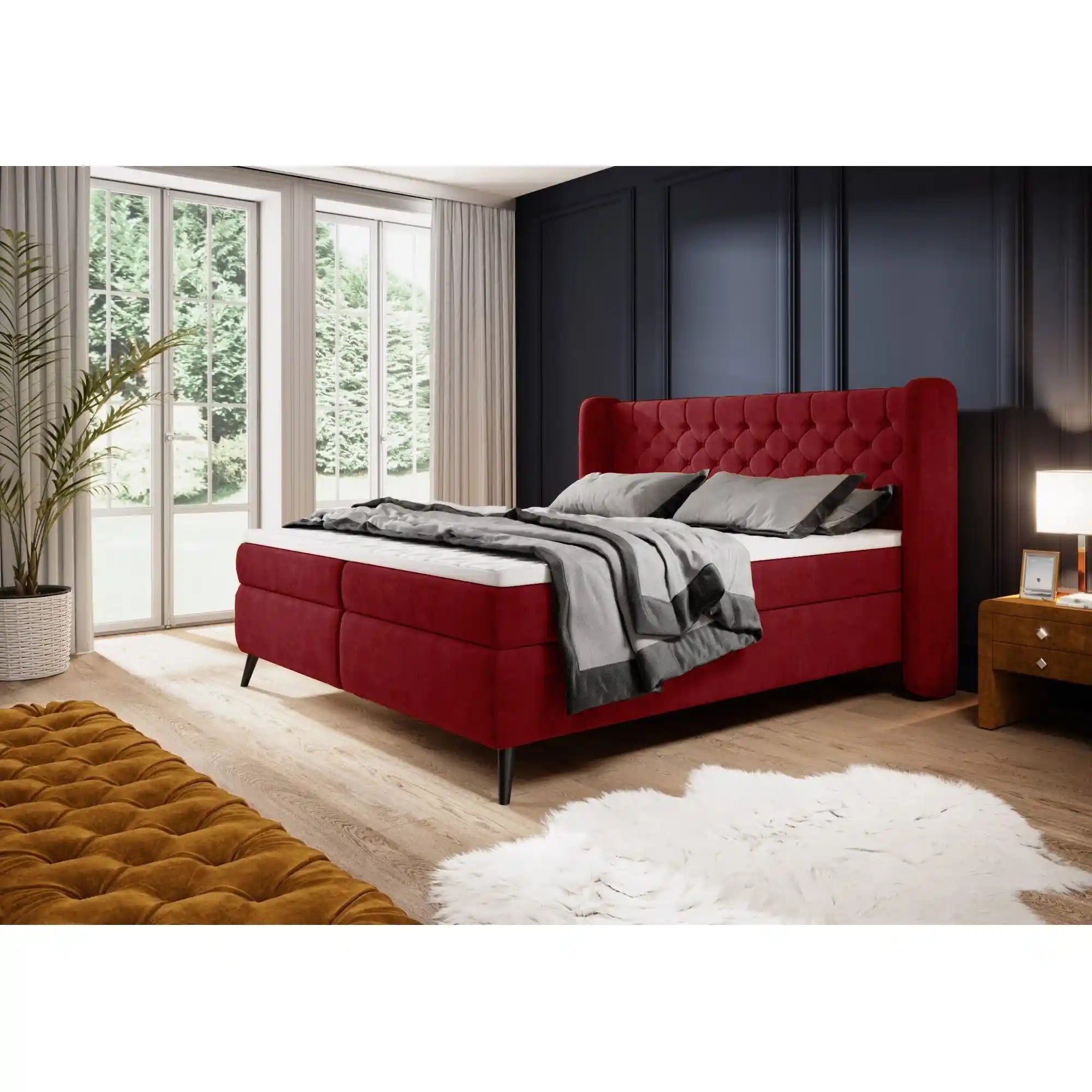 Pat boxspring MADISON 160x200, personalizabil materiale gama Premium, cu saltele si topper