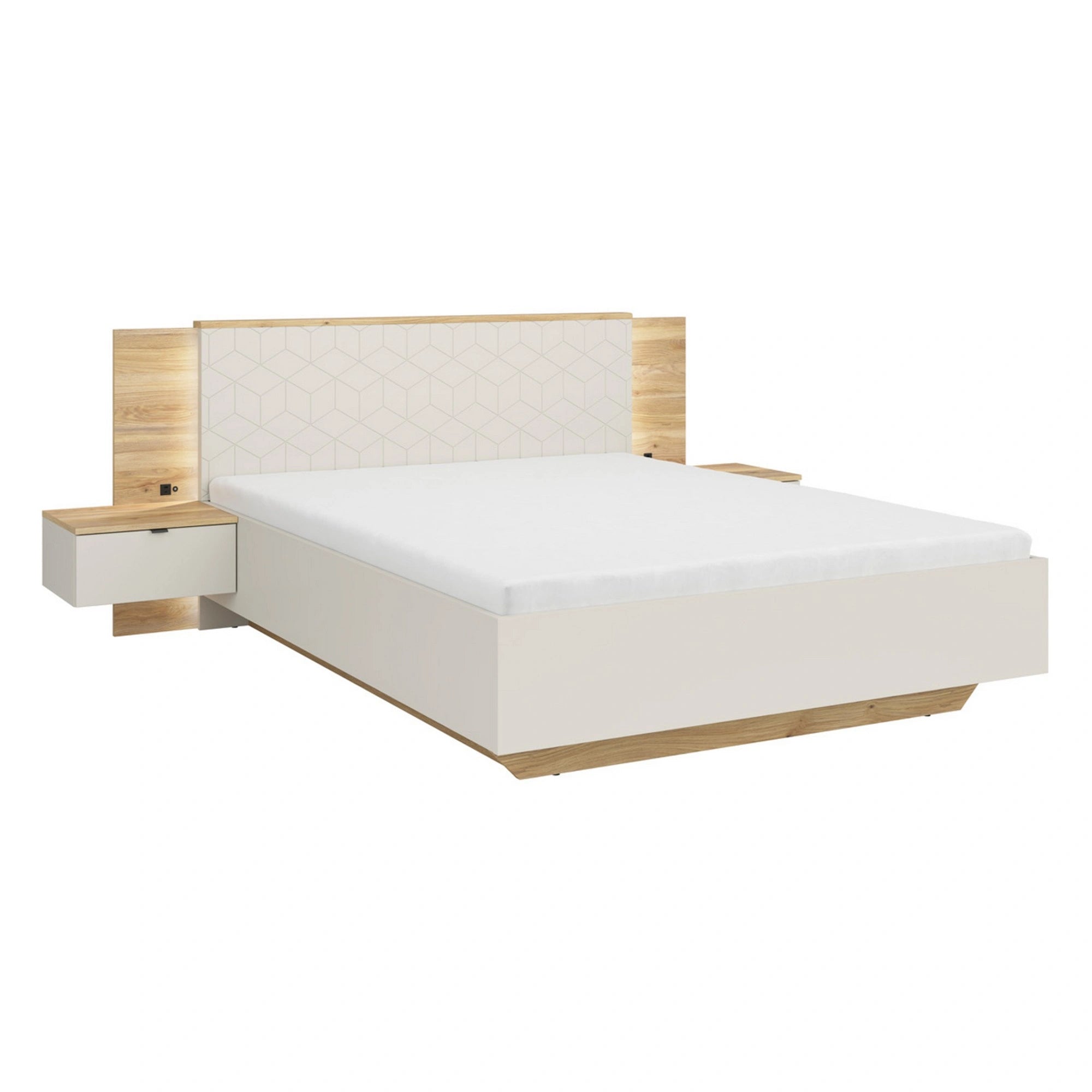 Pat GLAMOUR 160x200, casmir/stejar, PAL, cu somiera