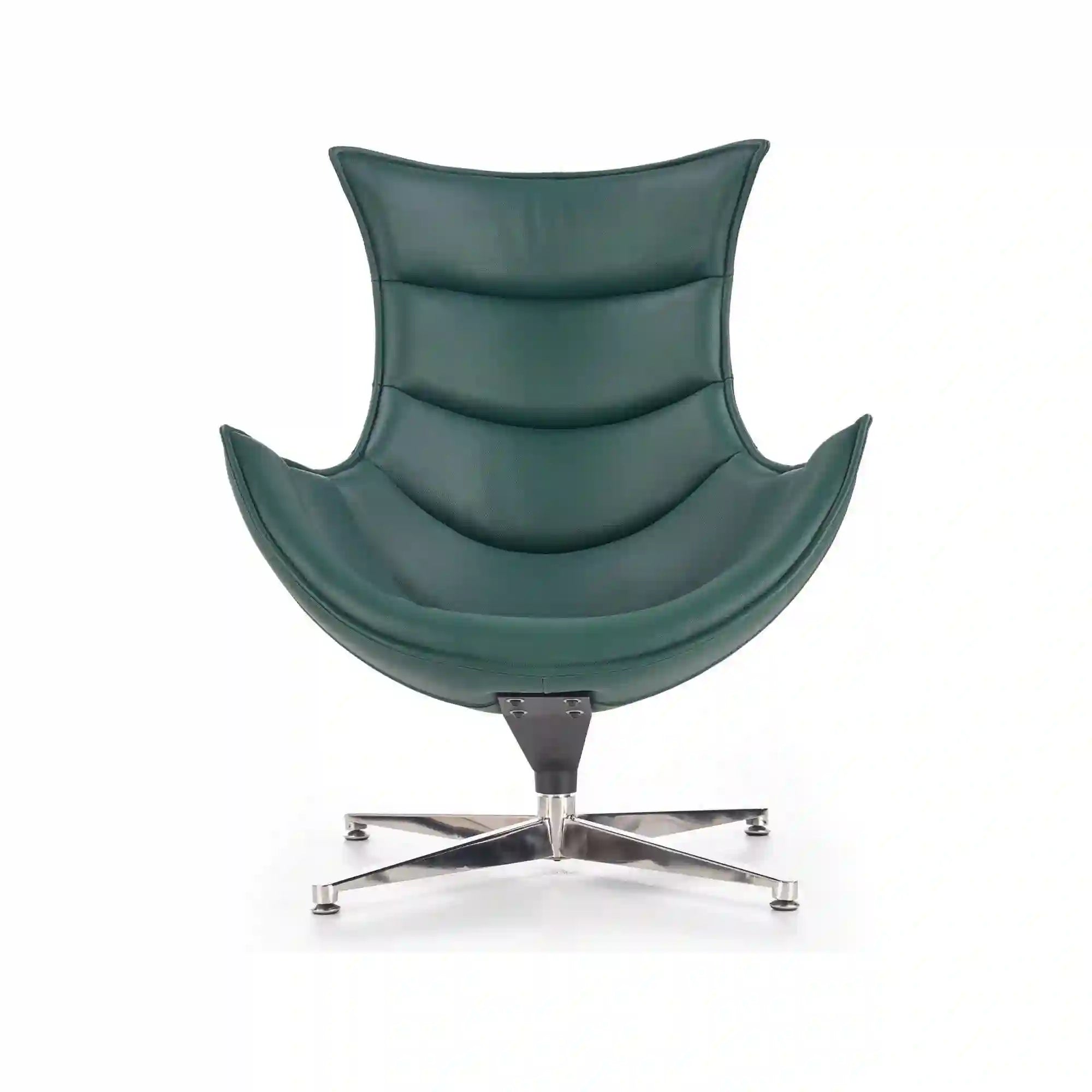 Fotoliu LUXOR, verde/crom, piele ecologica/otel inoxidabil, 86x84x96 cm