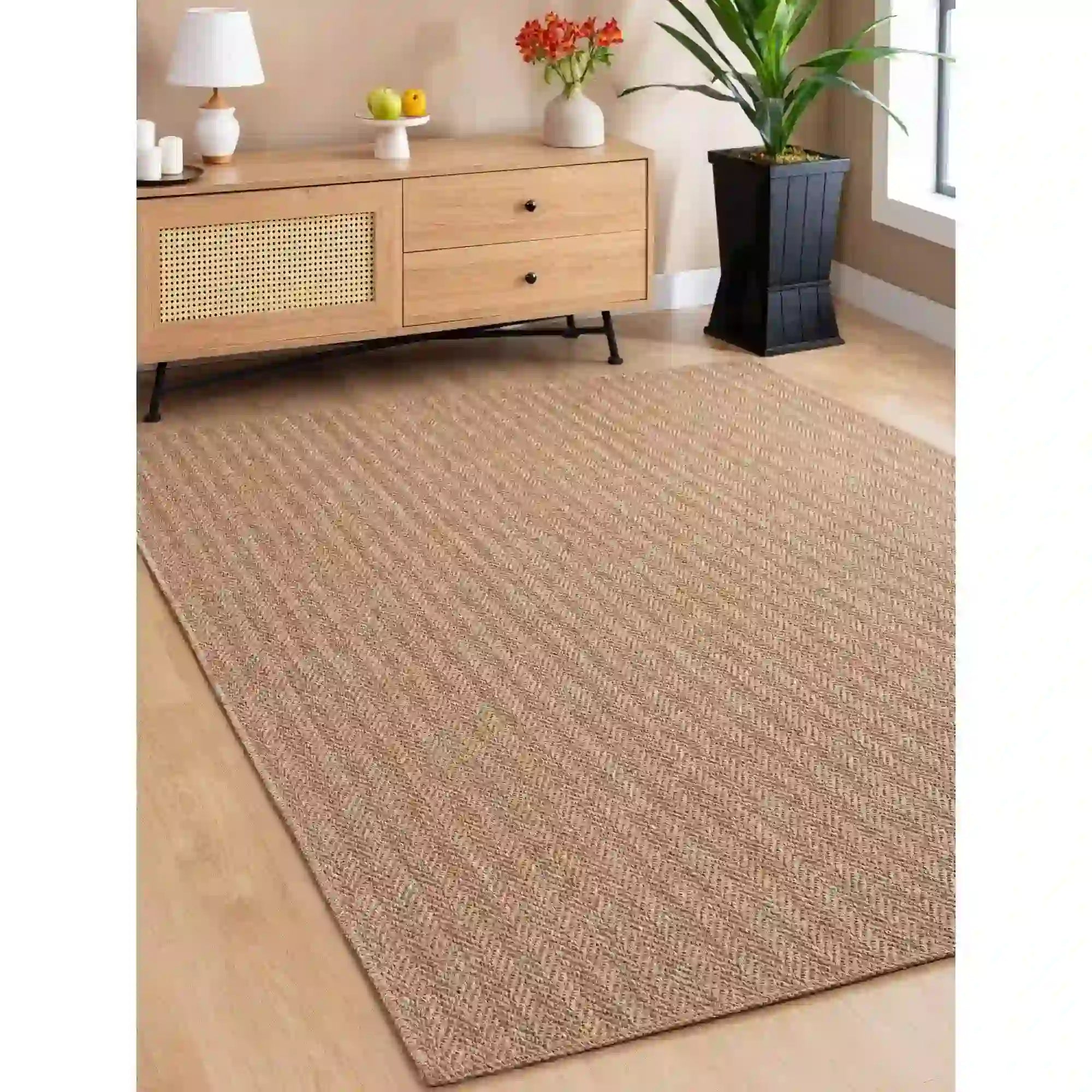 Covor 0503, 60x100 cm, forma dreptunghiulara, iuta, maro