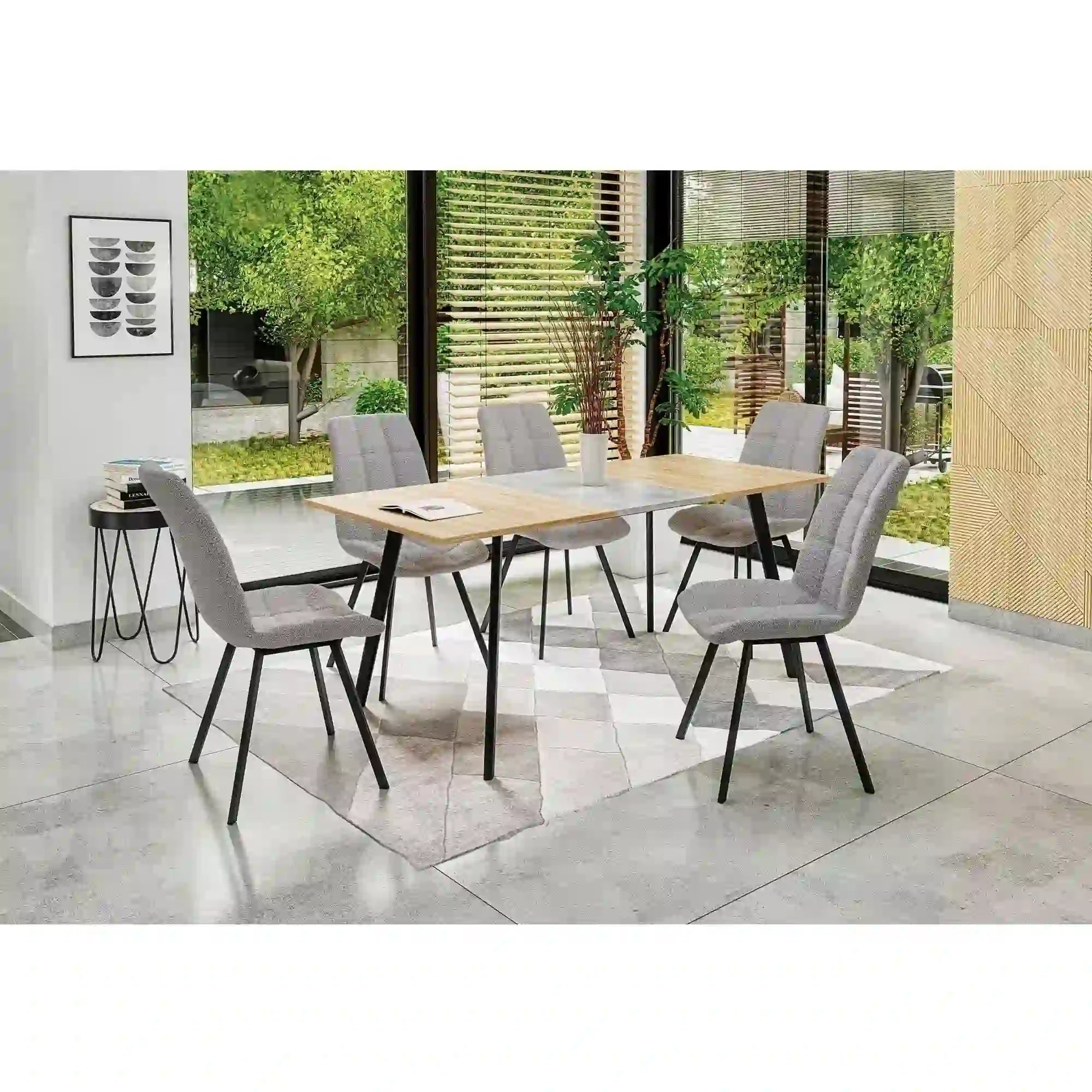 Masa extensibila ALBON, stejar sonoma/negru, 120/160x80x76 cm