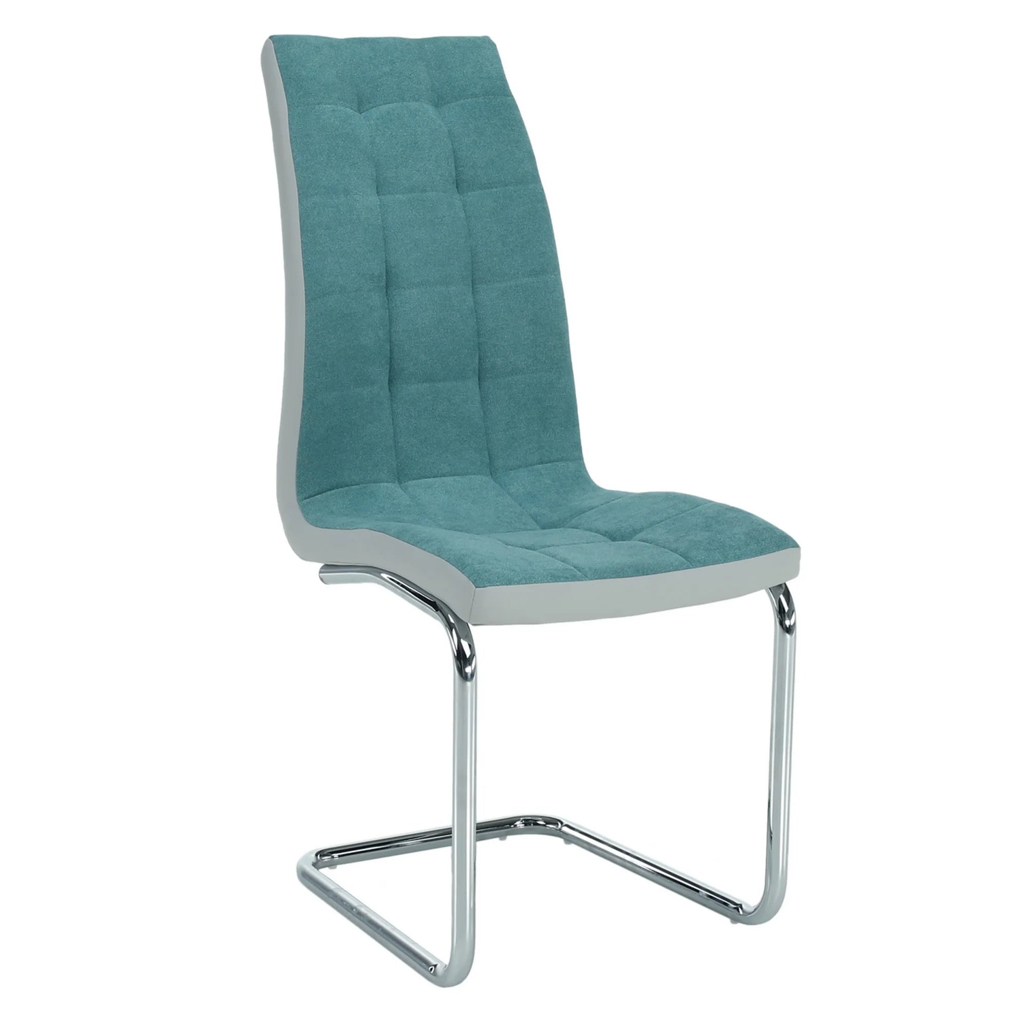 Scaun bucatarie SALOMA NEW, textil/piele ecologica/metal, mentol/gri/crom, 42x57x105 cm