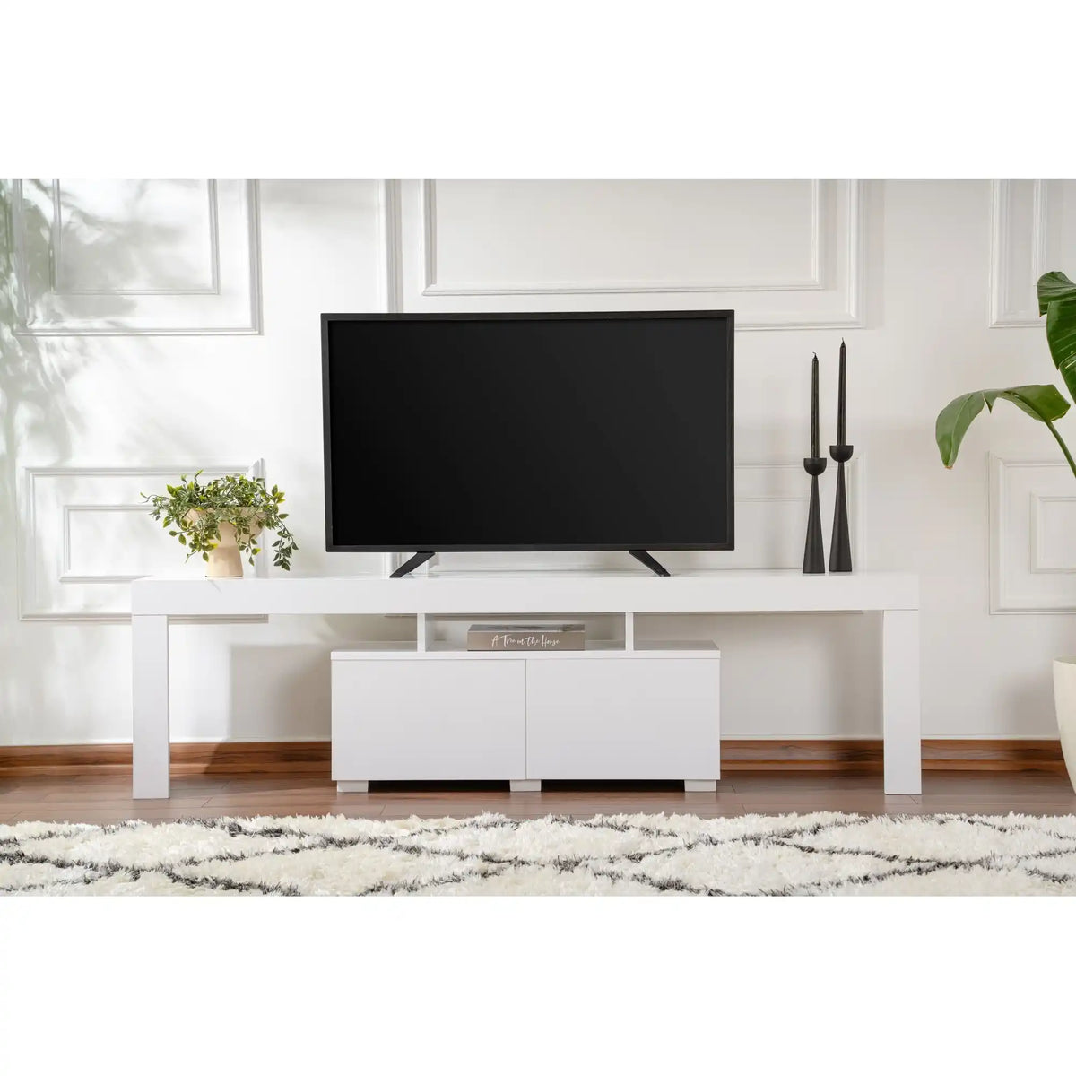 Comoda TV ENCLAVE, alb, PAL, 180x32x50 cm
