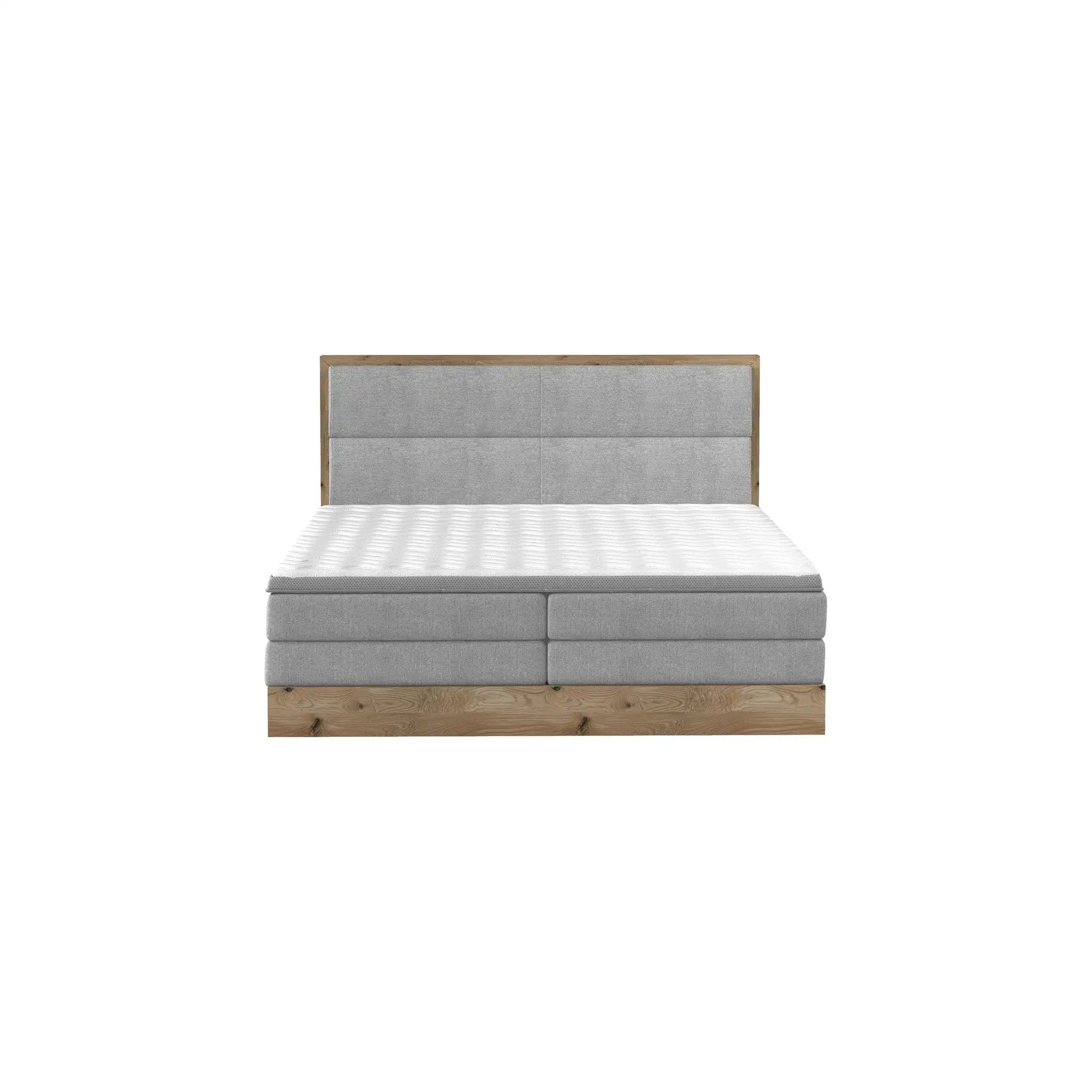 Pat TRENTO 160x200, stofa catifelata verde - Element 20, cu iluminare led, saltea si topper
