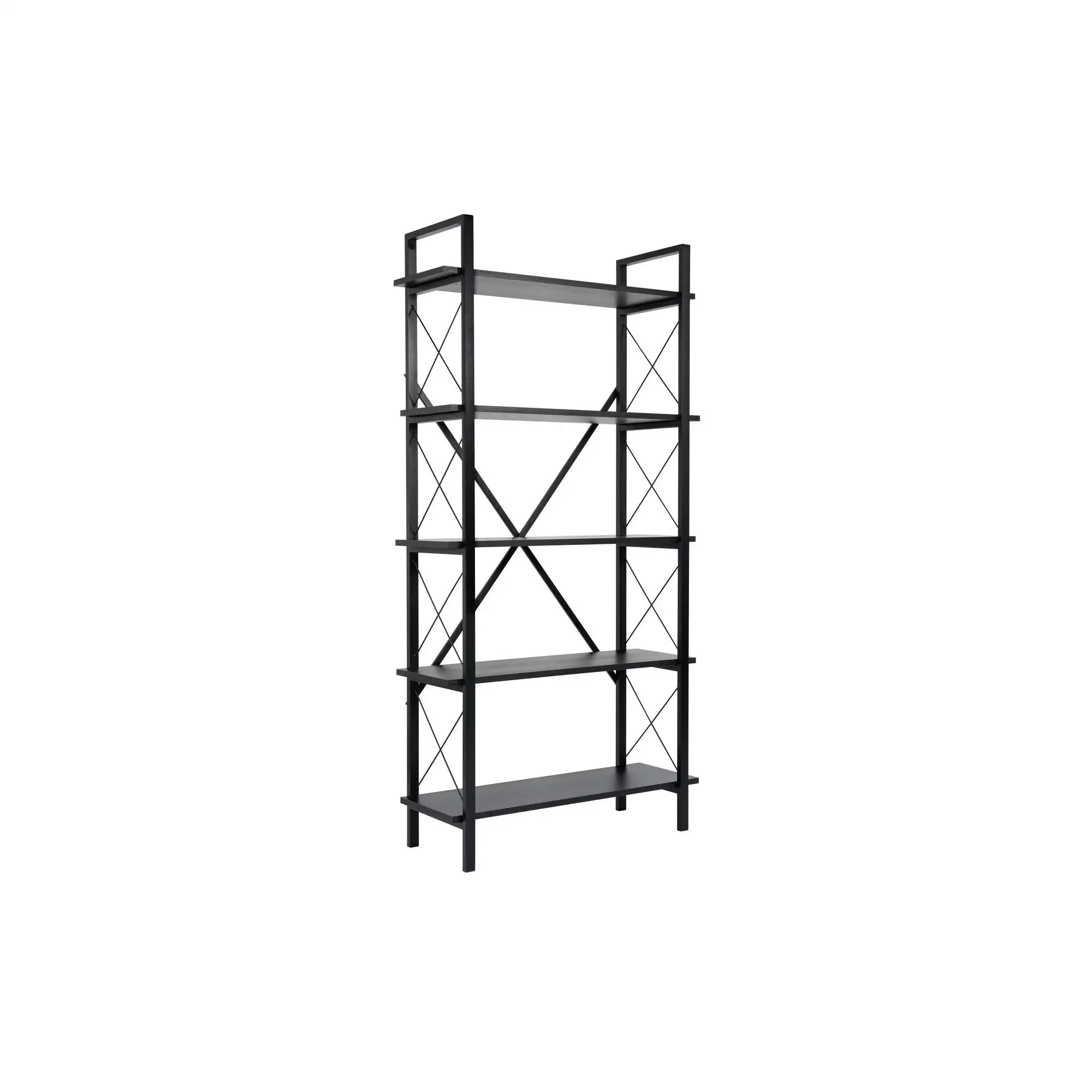 Etajera ELYSIAN, negru, PAL/metal, 90x34x180 cm